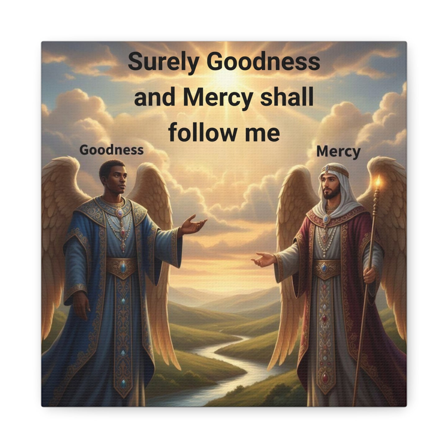Godly Angels Blessing Canvas Print — Motivational Spiritual Wall Art, Religious Home Decor Gift