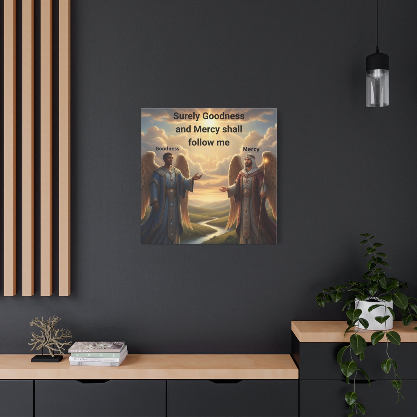 Godly Angels Blessing Canvas Print — Motivational Spiritual Wall Art, Religious Home Decor Gift