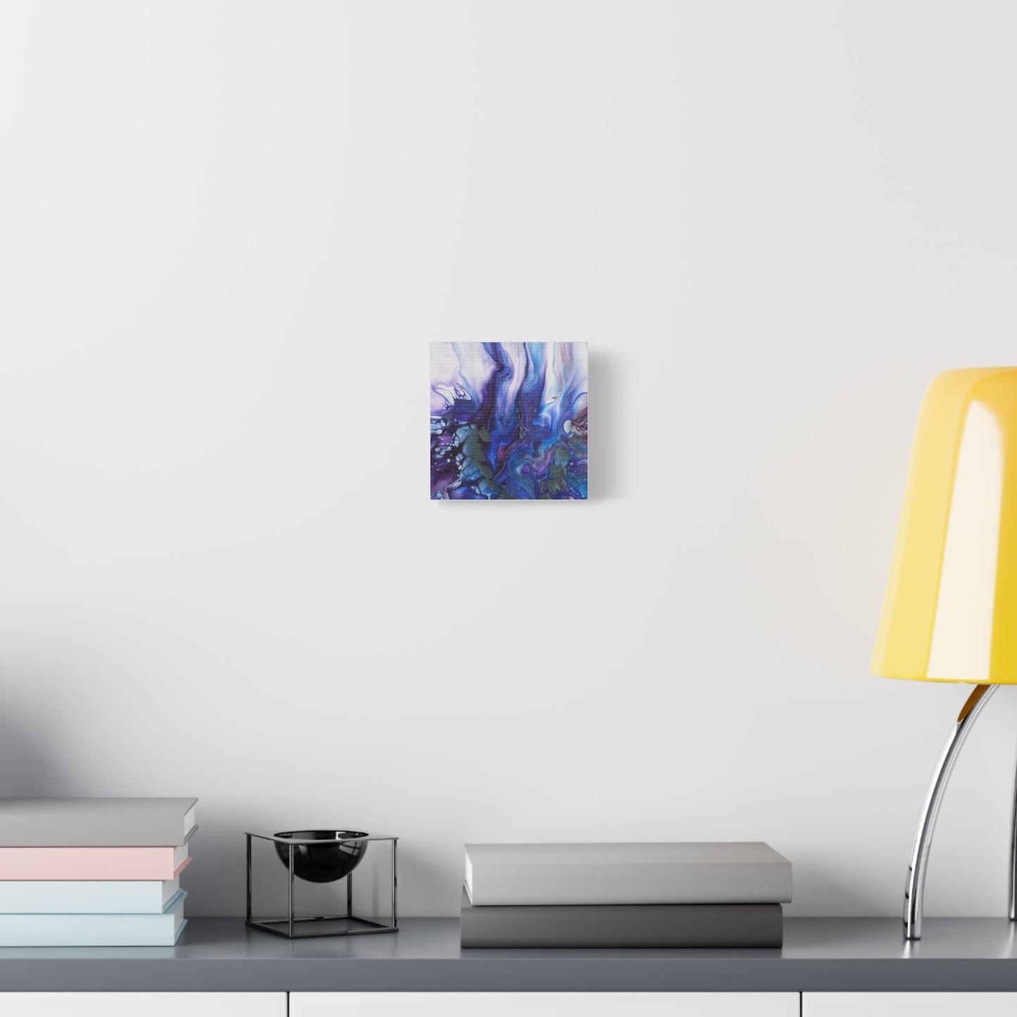 Abstract Ocean Blue Acrylic Pour Matte Canvas - Stretched Wall Art