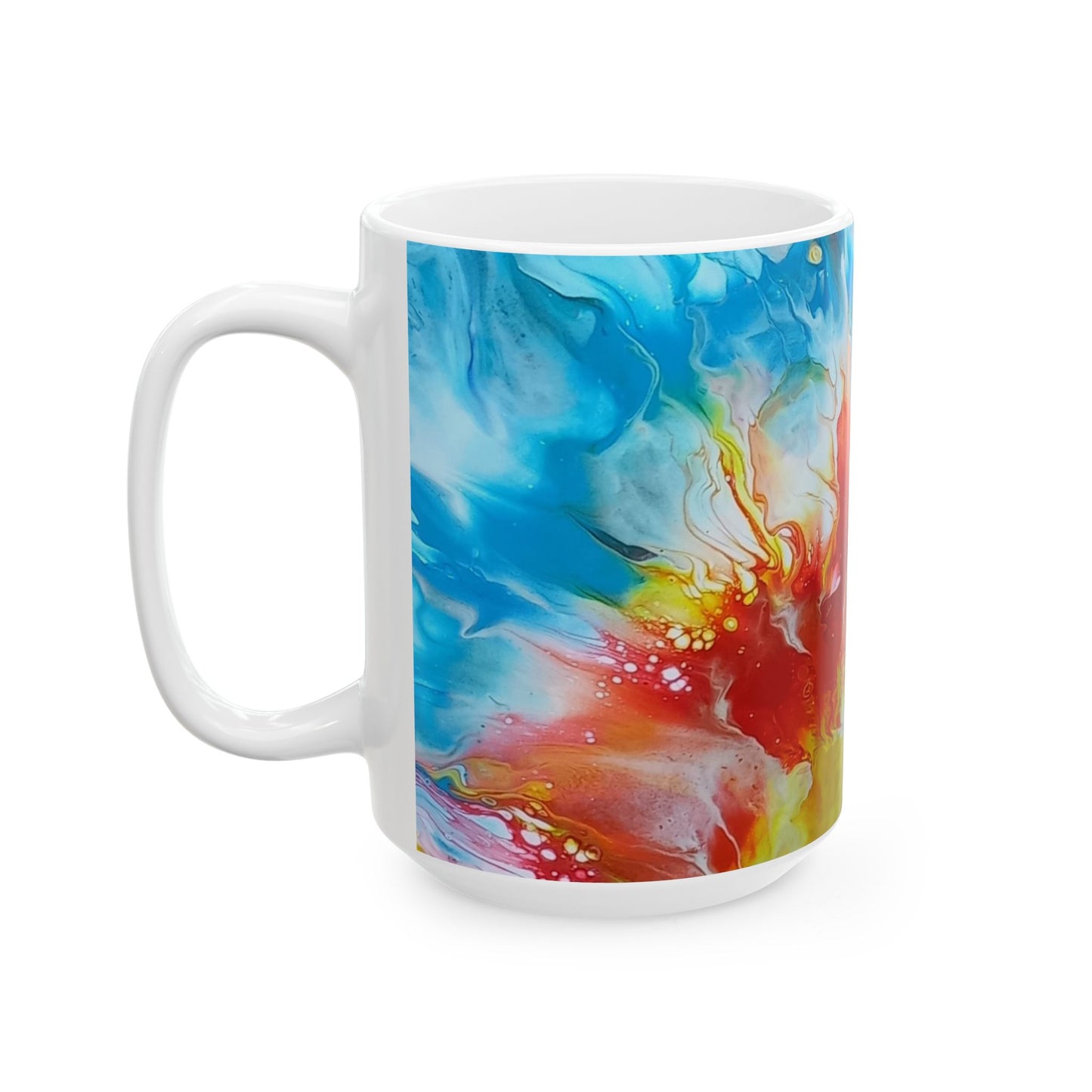 "The First Sunset" -  Earth Ceramic Mug - Acrylic Pouring Art Coffee Cup, 11oz, 15oz