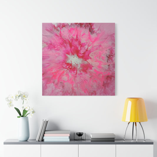 Pink Floral Explosion Matte Canvas Print — Abstract Flower Wall Art