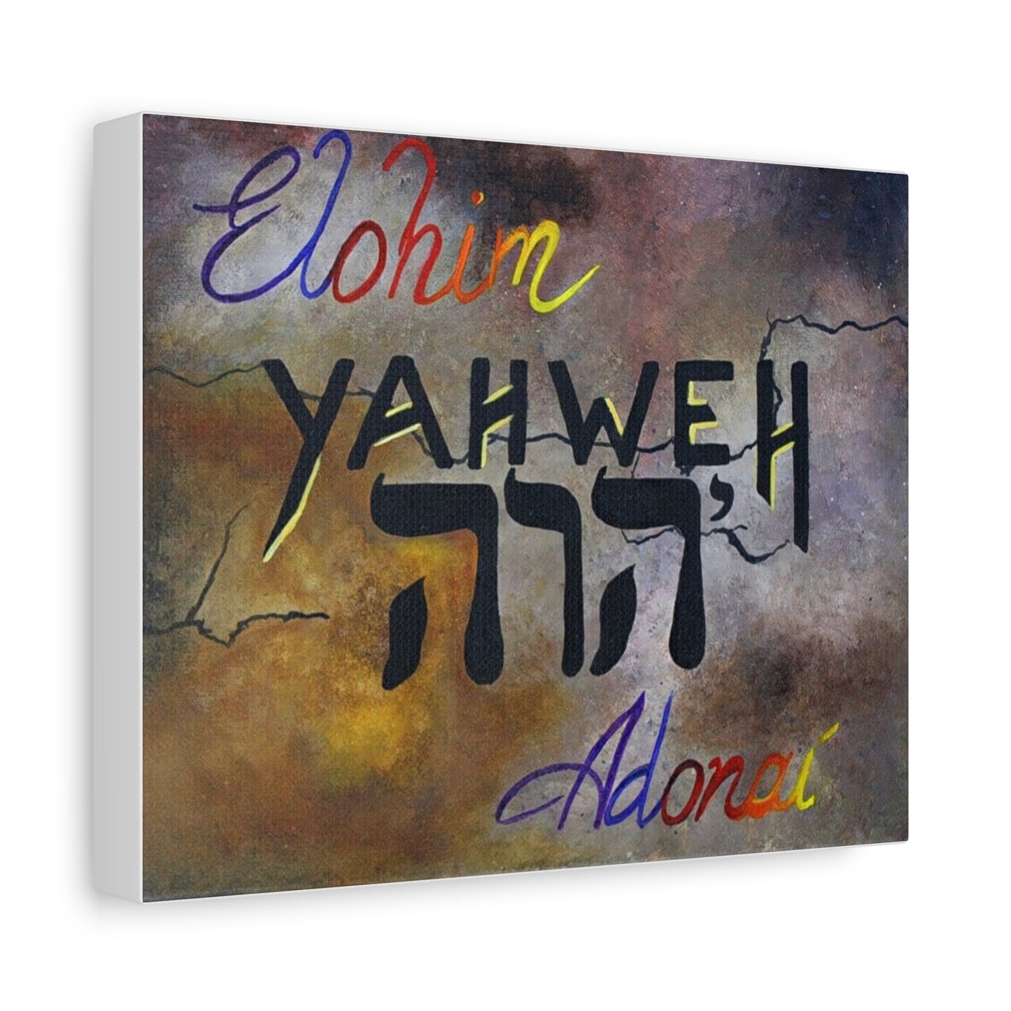 Inspirational Christian Wall Art - Yahweh, Elohim, Adonai Design