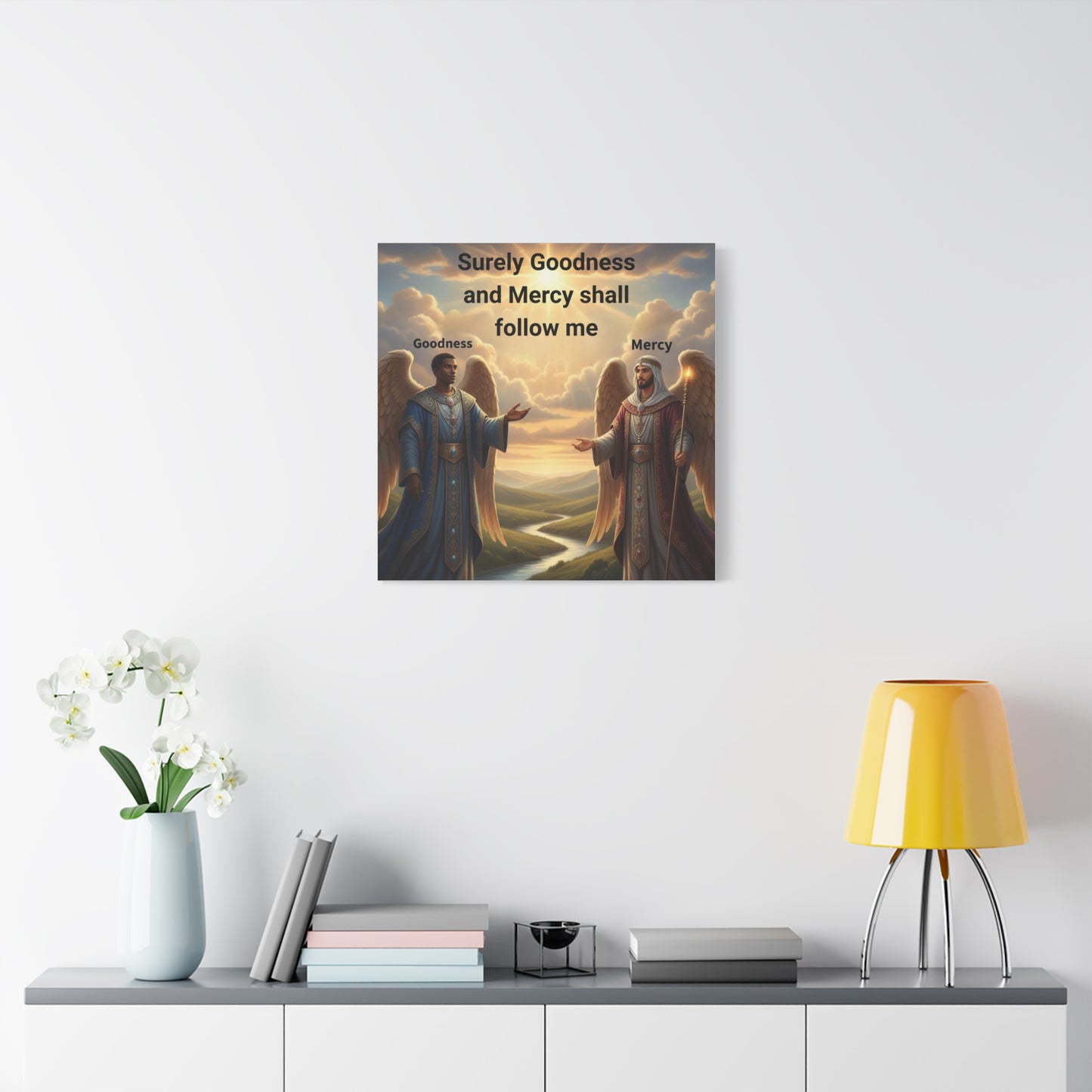 Godly Angels Blessing Canvas Print — Motivational Spiritual Wall Art, Religious Home Decor Gift