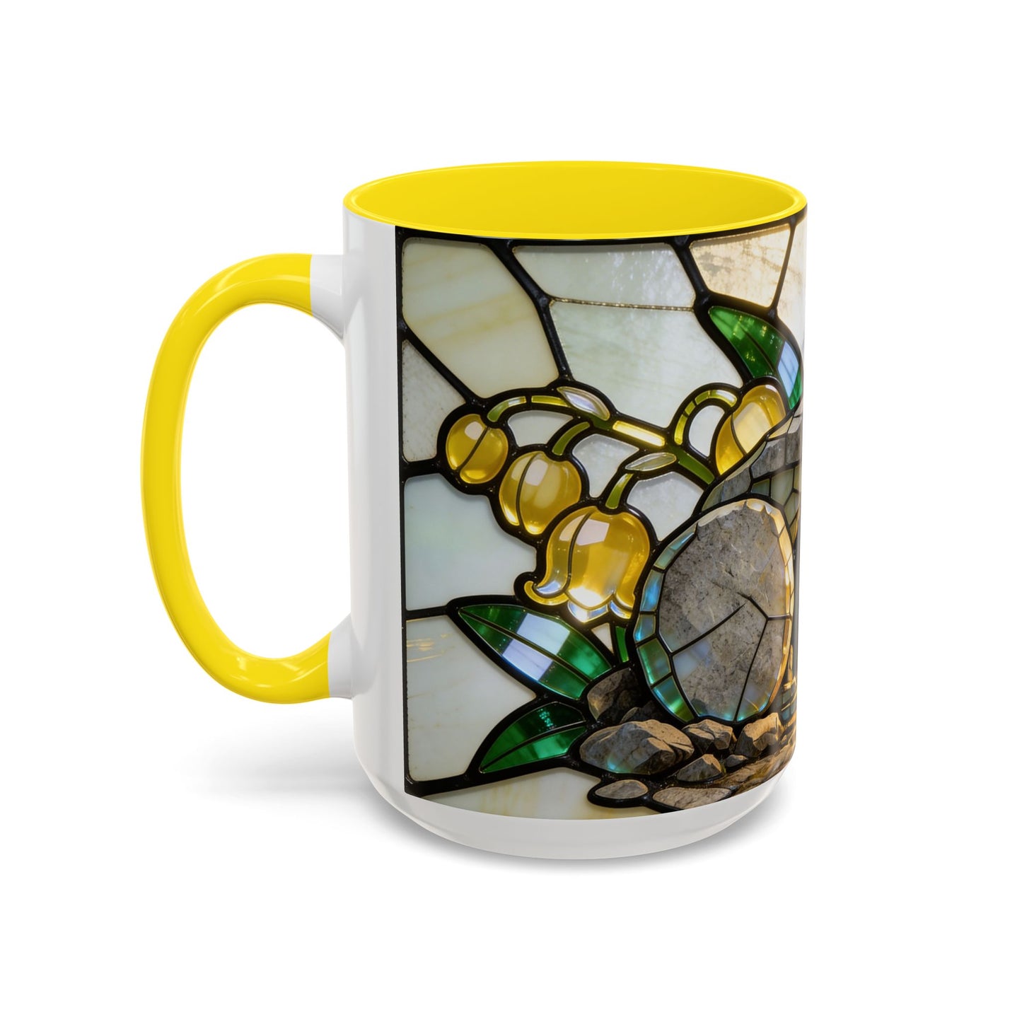 Stained Glass Garden Accent Mug – Floral Lily of the Valley Sunrise 11/15oz