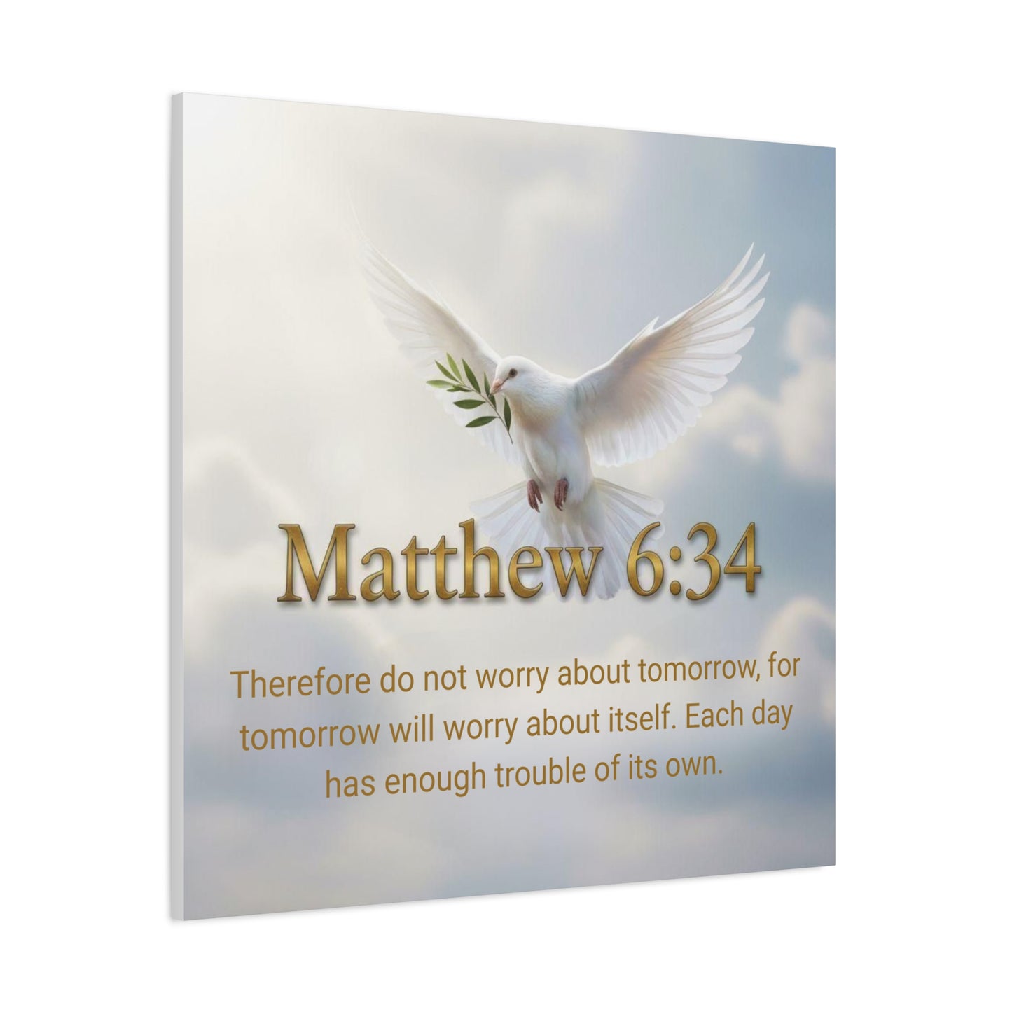 Inspirational Wall Art, Matthew 6:34 Canvas Print, Uplifting Home Decoration, Motivational Gift