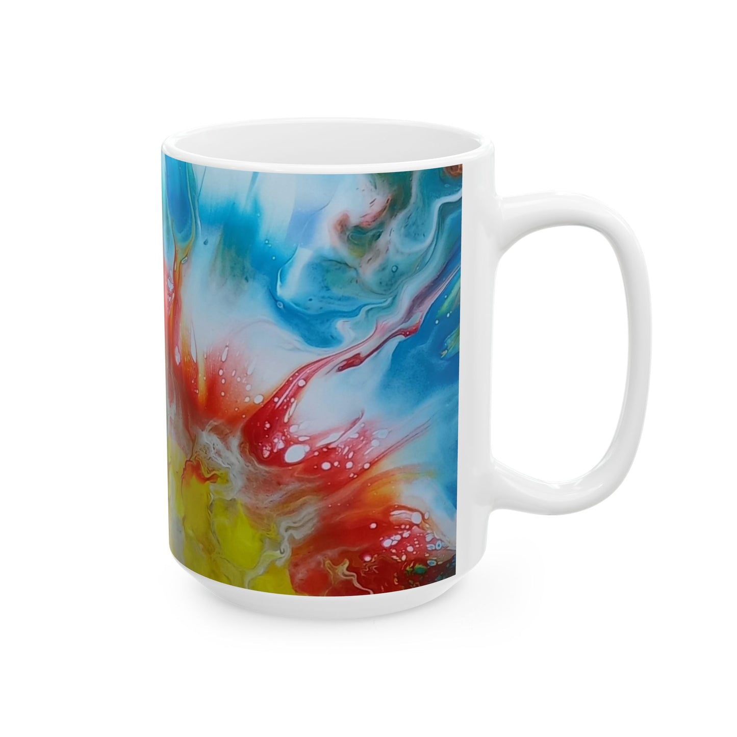 "The First Sunset" -  Earth Ceramic Mug - Acrylic Pouring Art Coffee Cup, 11oz, 15oz