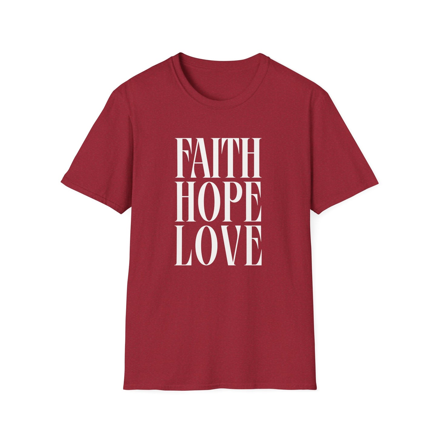 Faith Hope Love Unisex Softstyle T-Shirt | Inspirational Graphic Tee