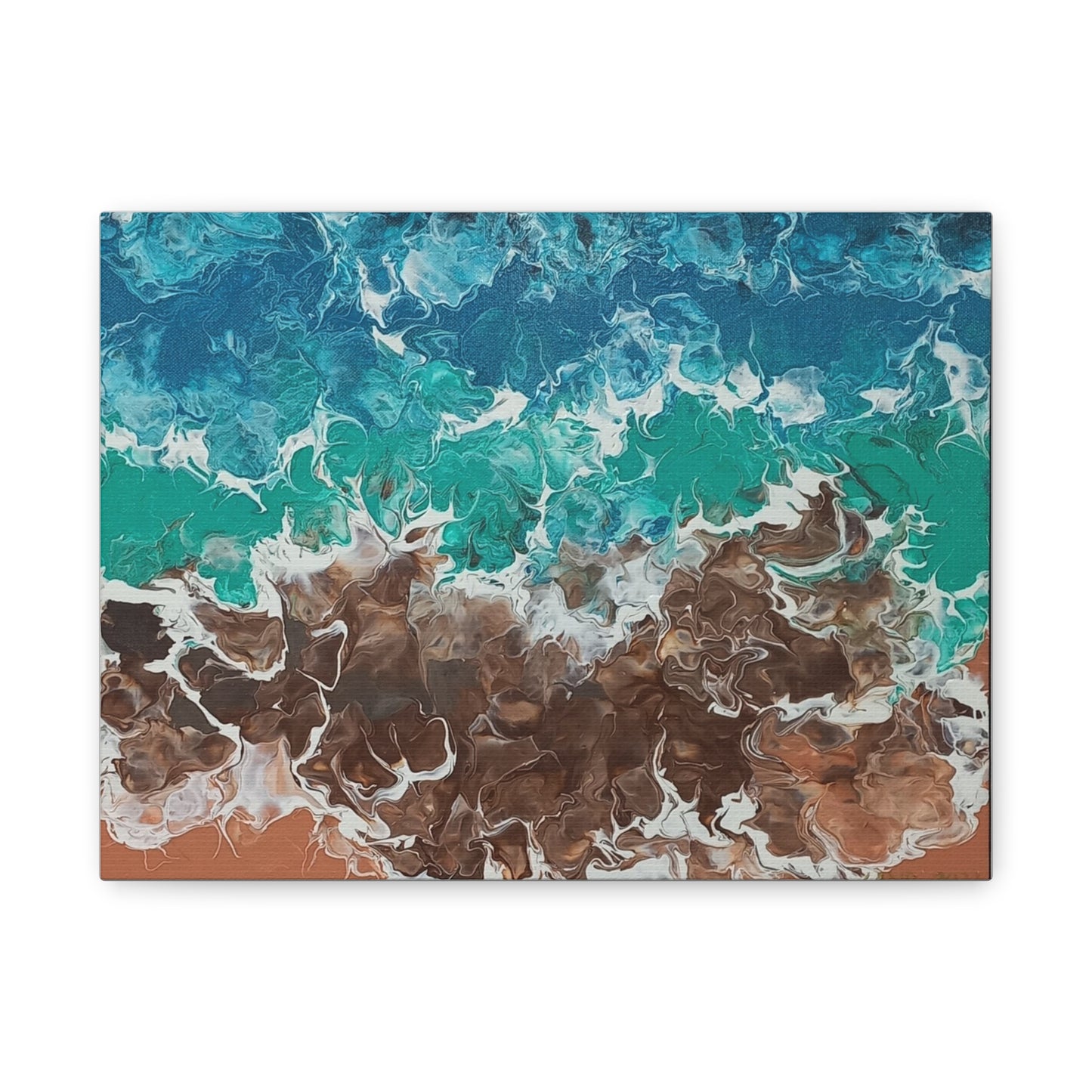 Abstract Ocean Waves Canvas Art - Stretched Matte Print