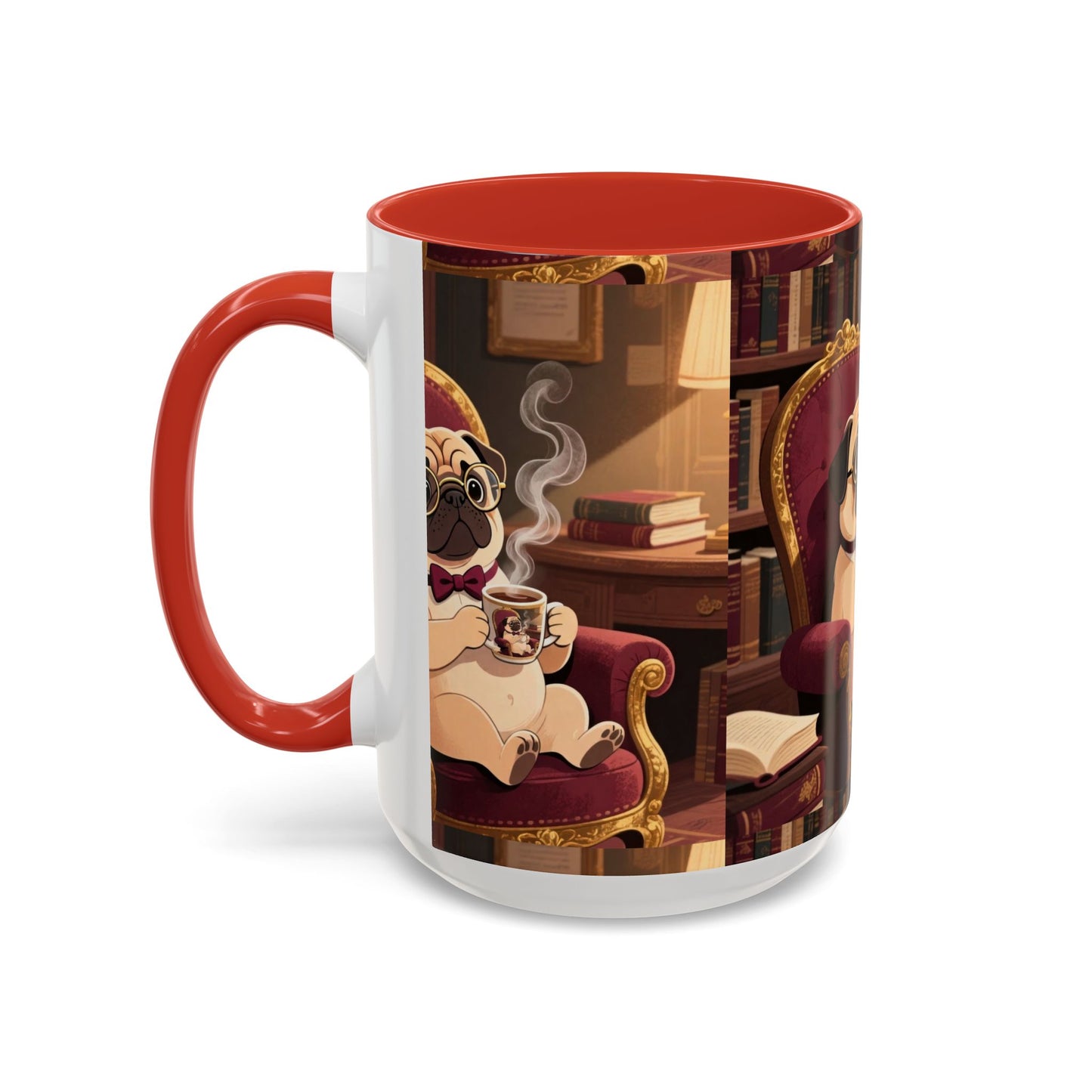 Pug in Armchair Coffee Mug — Cozy Literary Tea & Coffee Cup (11/15oz)