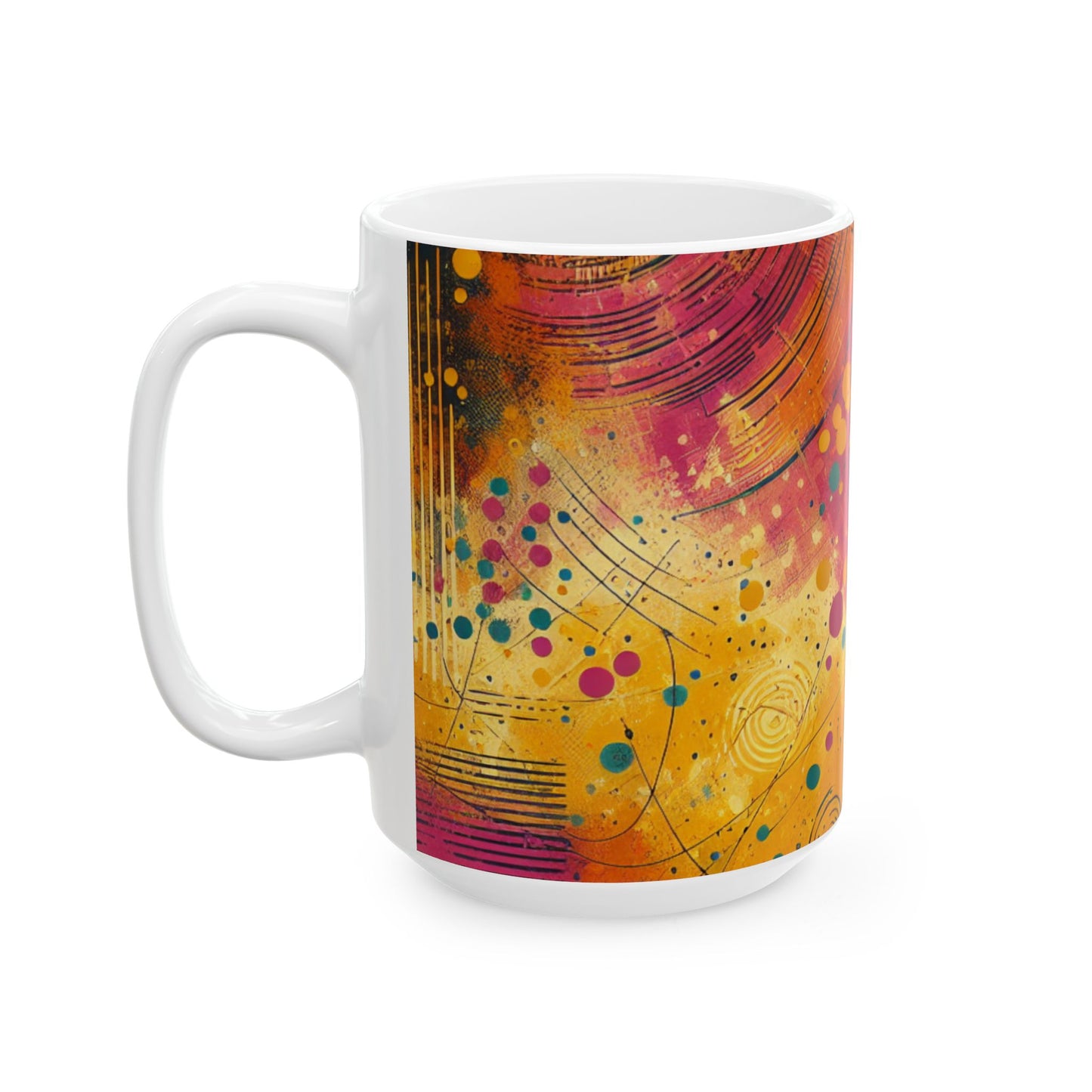 Vibrant Abstract Ceramic Mug - 11oz & 15oz, Perfect for Coffee Lovers
