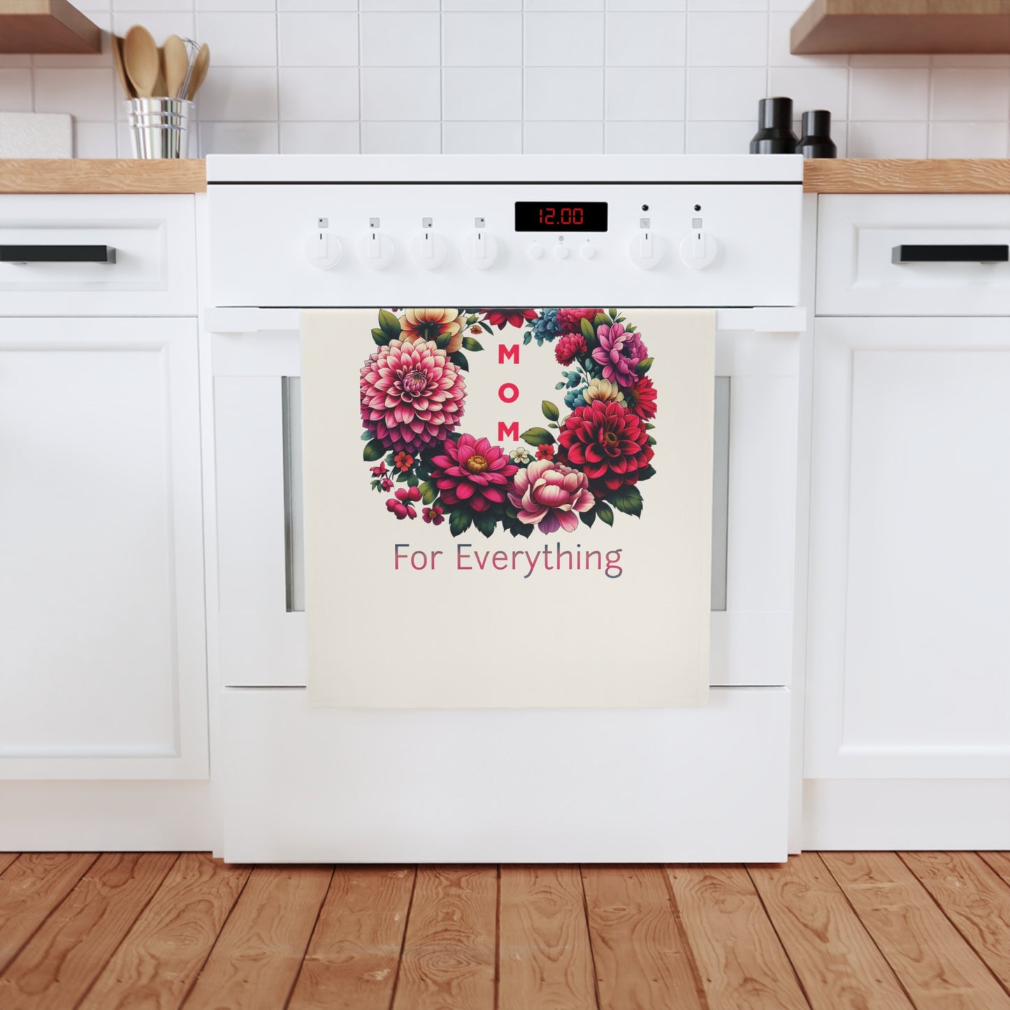 Floral Thank You Mom 100% Organic Cotton Tea Towel