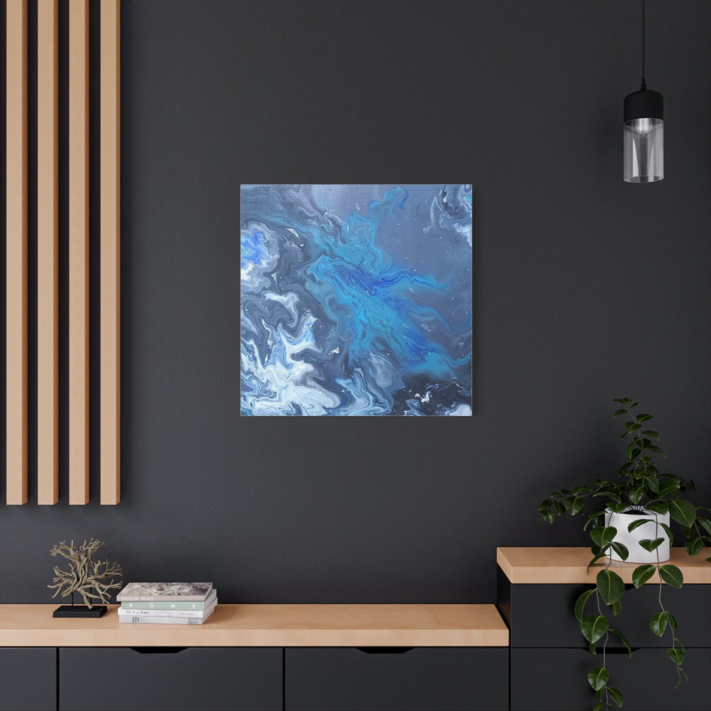 Ocean-Inspired Stretched Canvas Art - Abstract Blue Waves