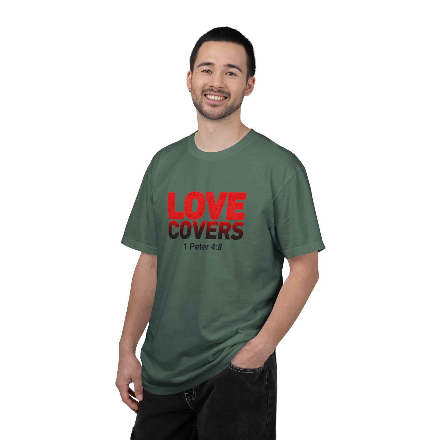 Love Covers T-Shirt — 1 Peter 4:8 Faith Tee