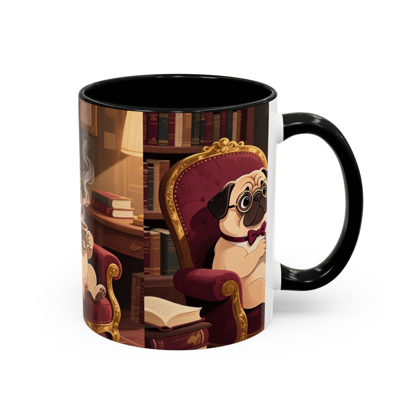 Pug in Armchair Coffee Mug — Cozy Literary Tea & Coffee Cup (11/15oz)