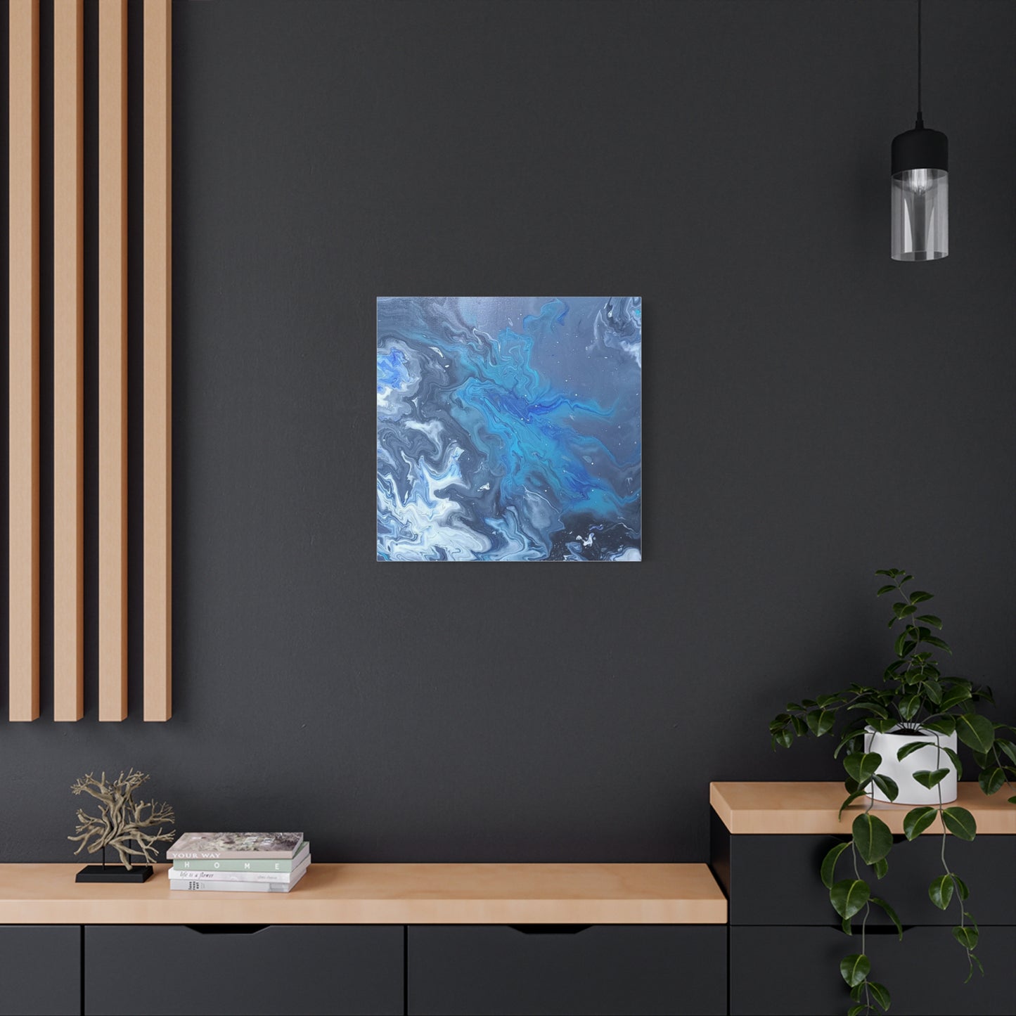 Ocean-Inspired Stretched Canvas Art - Abstract Blue Waves