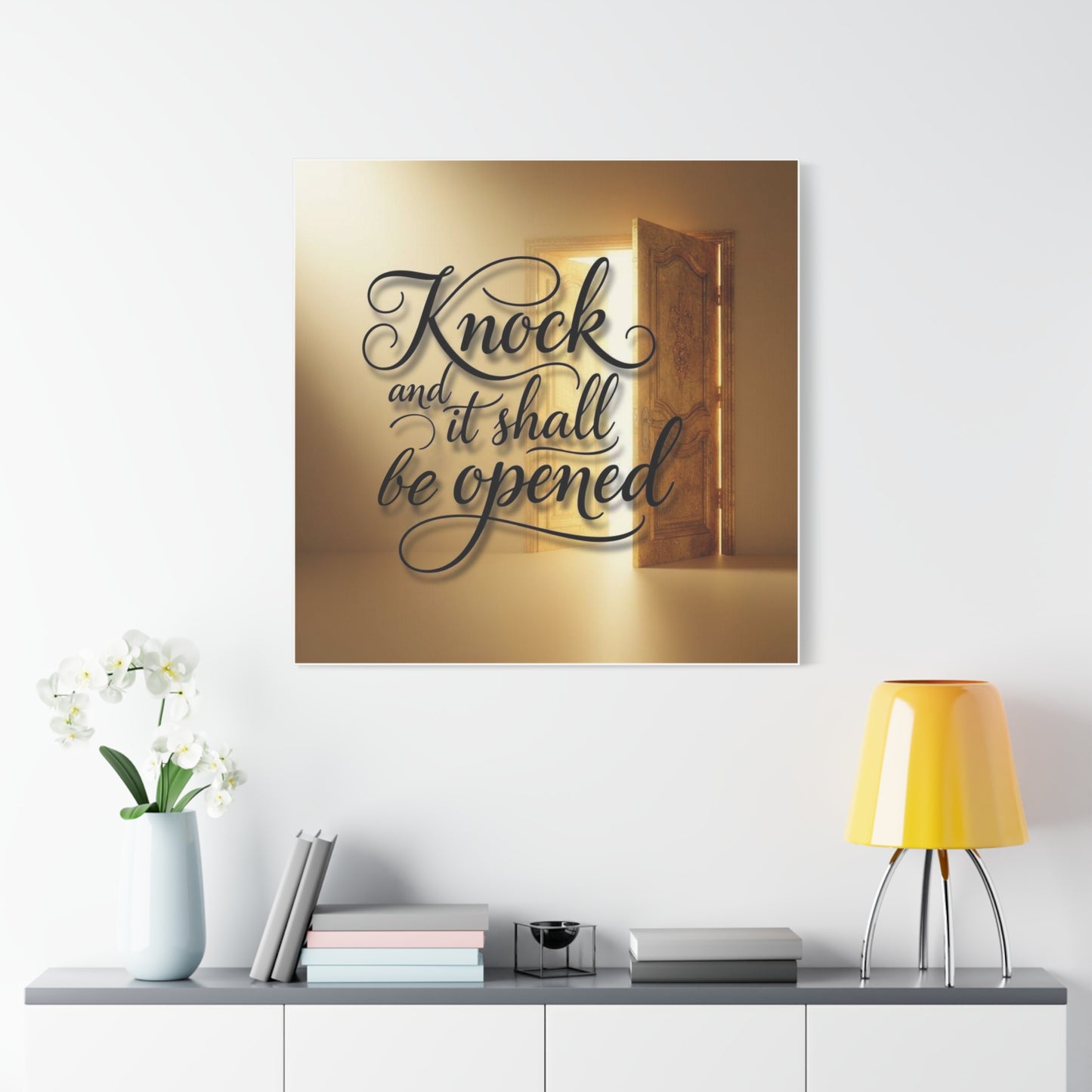 'Knock and It Shall Be Opened' Canvas Wall Art — Christian Scripture Decor, New Home Gift