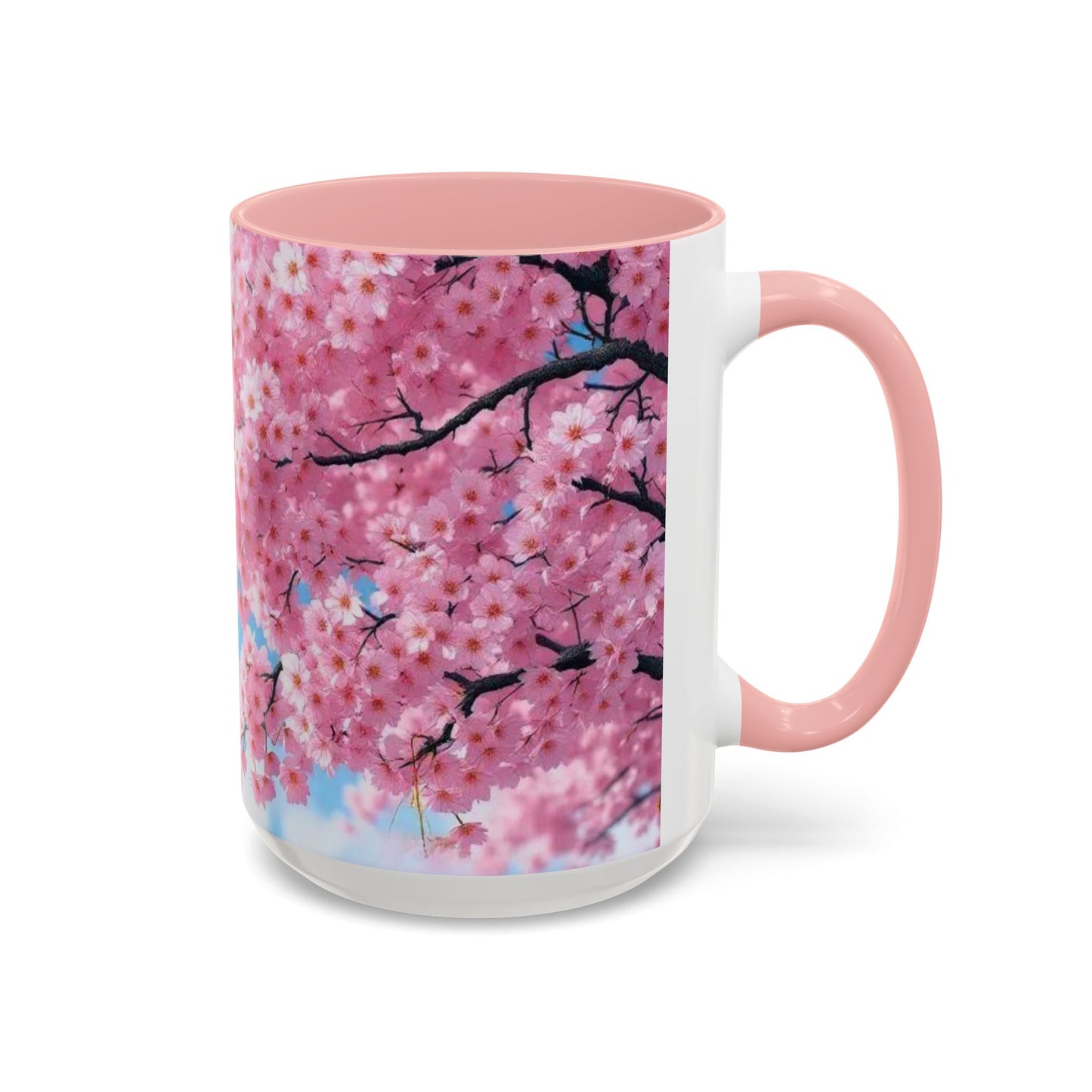 Cherry Blossom Accent Coffee Mug – Pink Sakura Floral 11/15oz