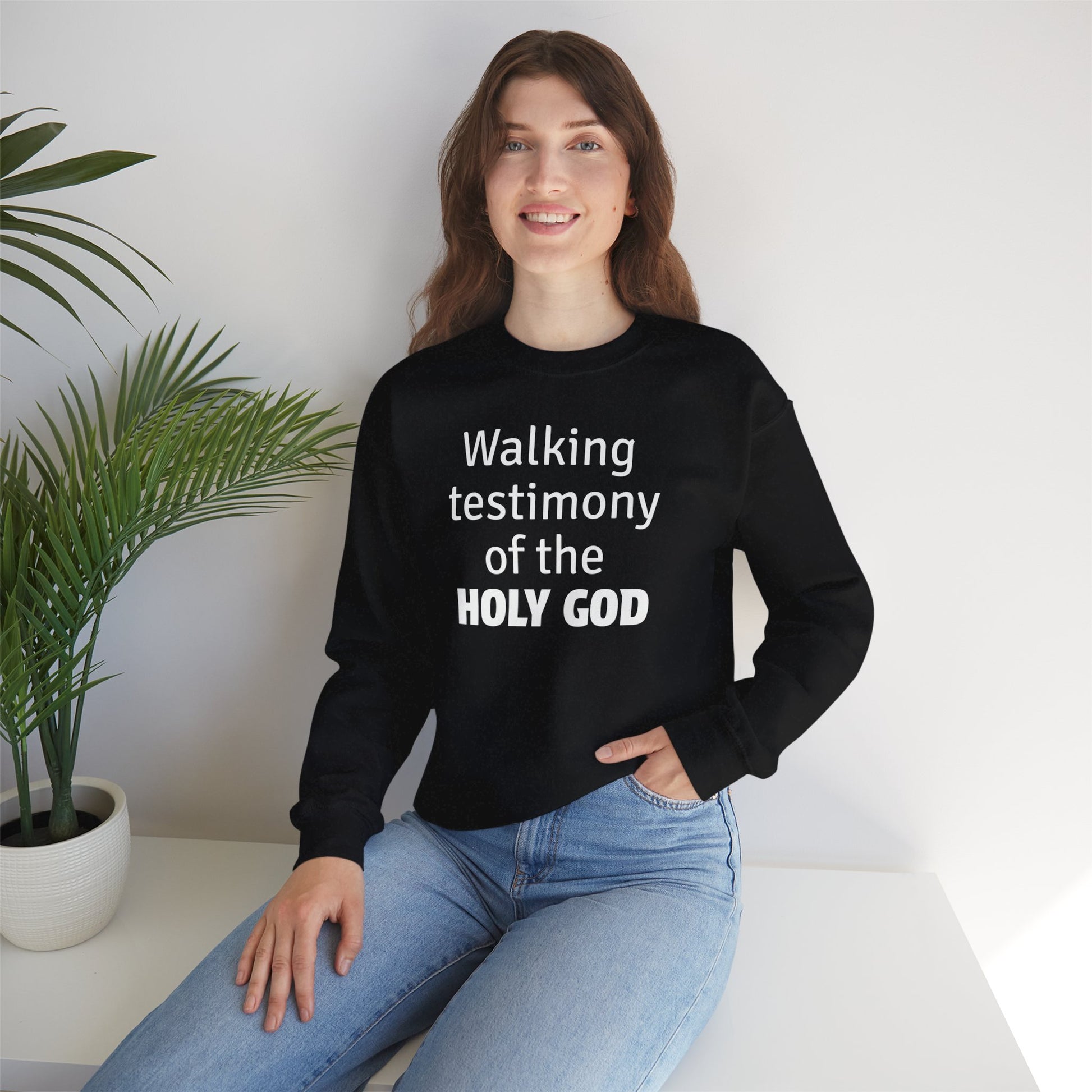Cozy Unisex Heavy Blend  Crewneck Sweatshirt 'Walking Testimony of the Holy God' - Inspire par Dieu