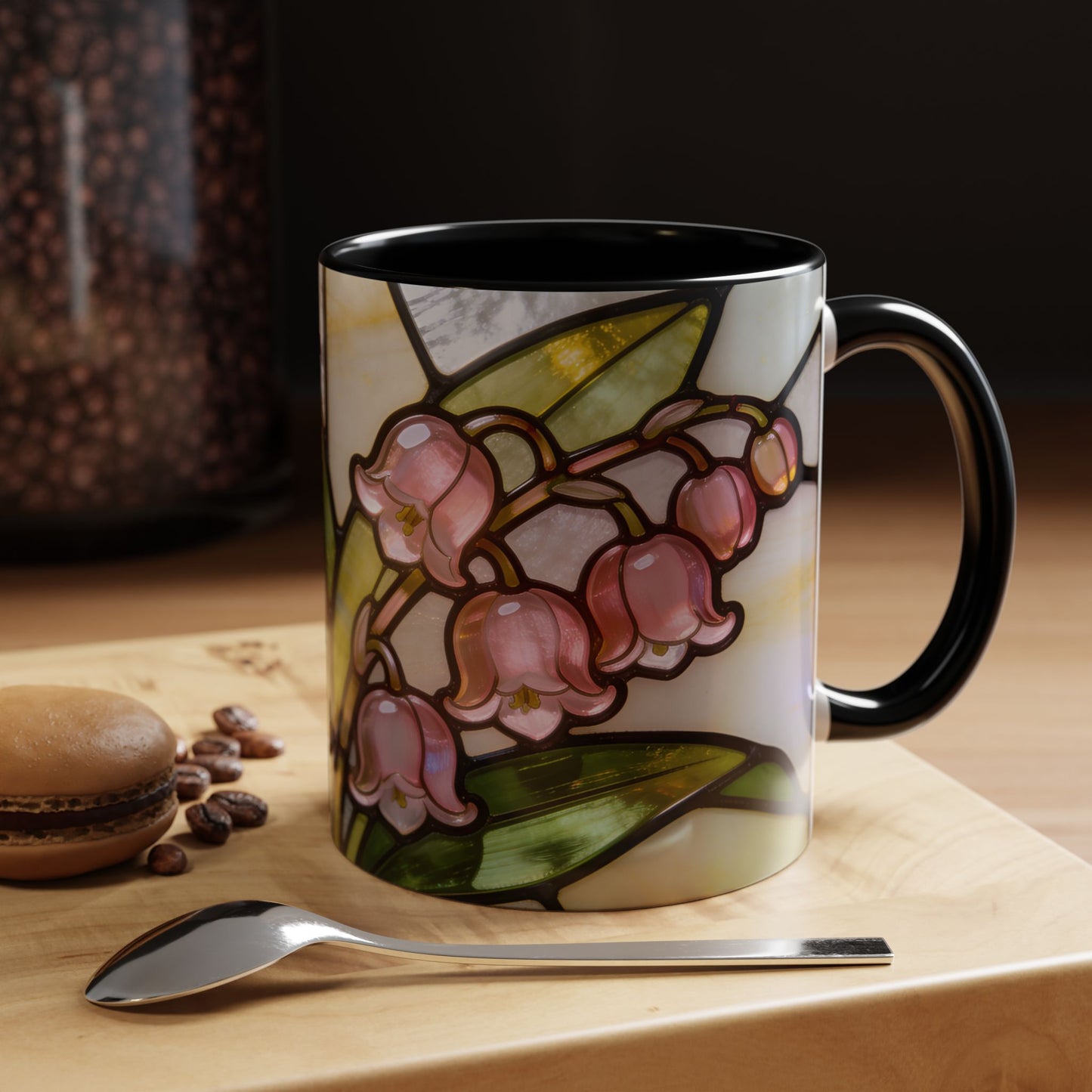 Stained Glass Lily of the Valley Accent Coffee Mug — Floral 11/15oz Gift