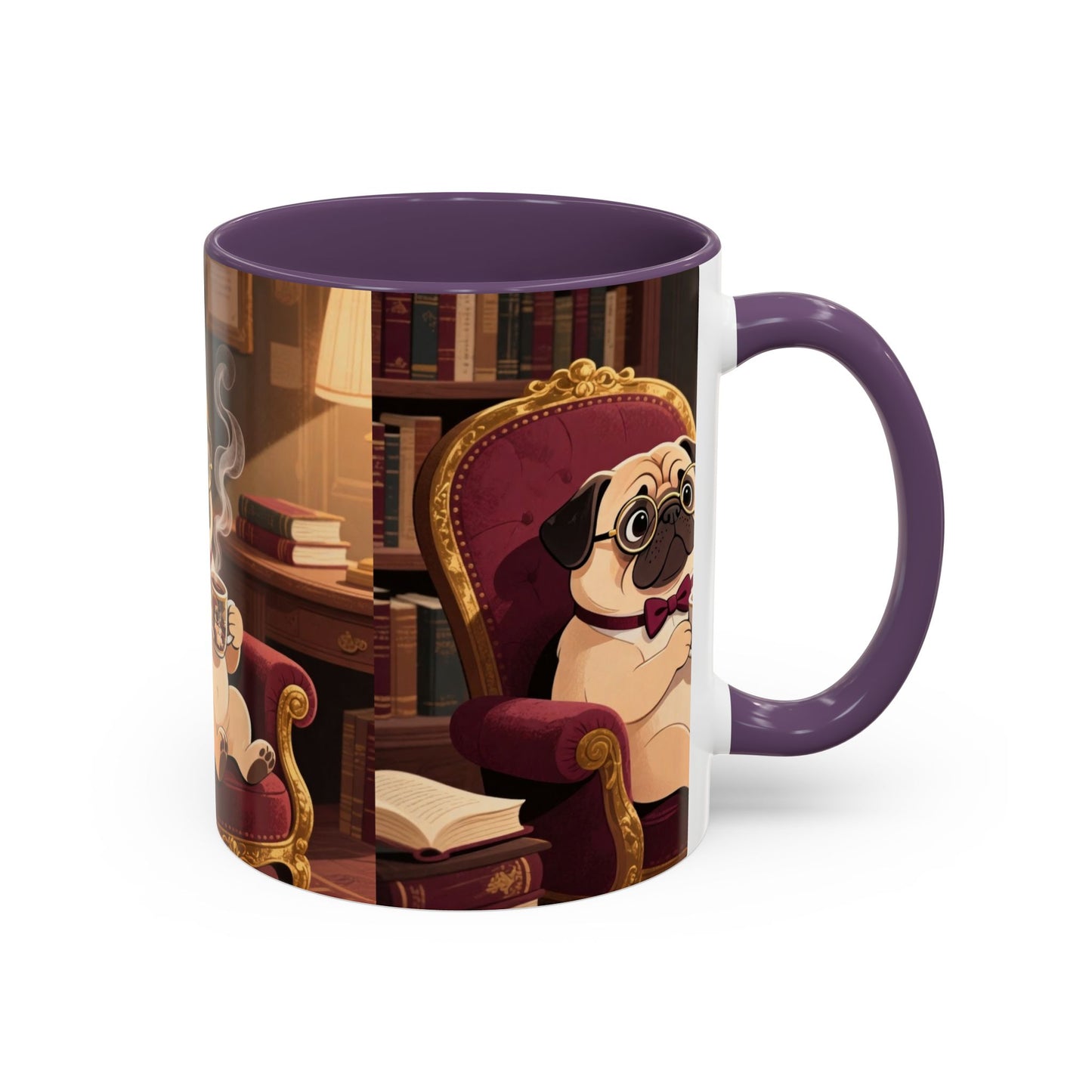 Pug in Armchair Coffee Mug — Cozy Literary Tea & Coffee Cup (11/15oz)
