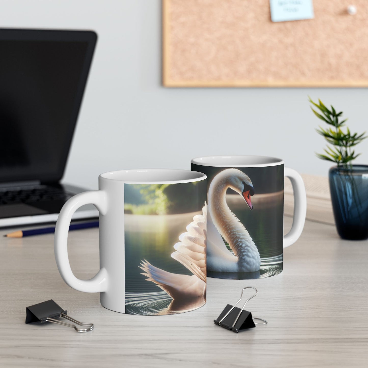 Swan Serenity Ceramic Mug — Peaceful Lake Morning Coffee Cup (11oz/15oz)