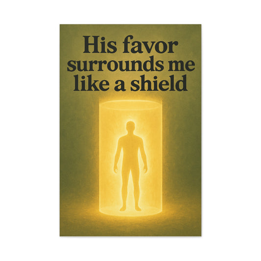 Religious Quotes Canvas Art - Protection & Favour Christian Stretched Matte Wall Decor