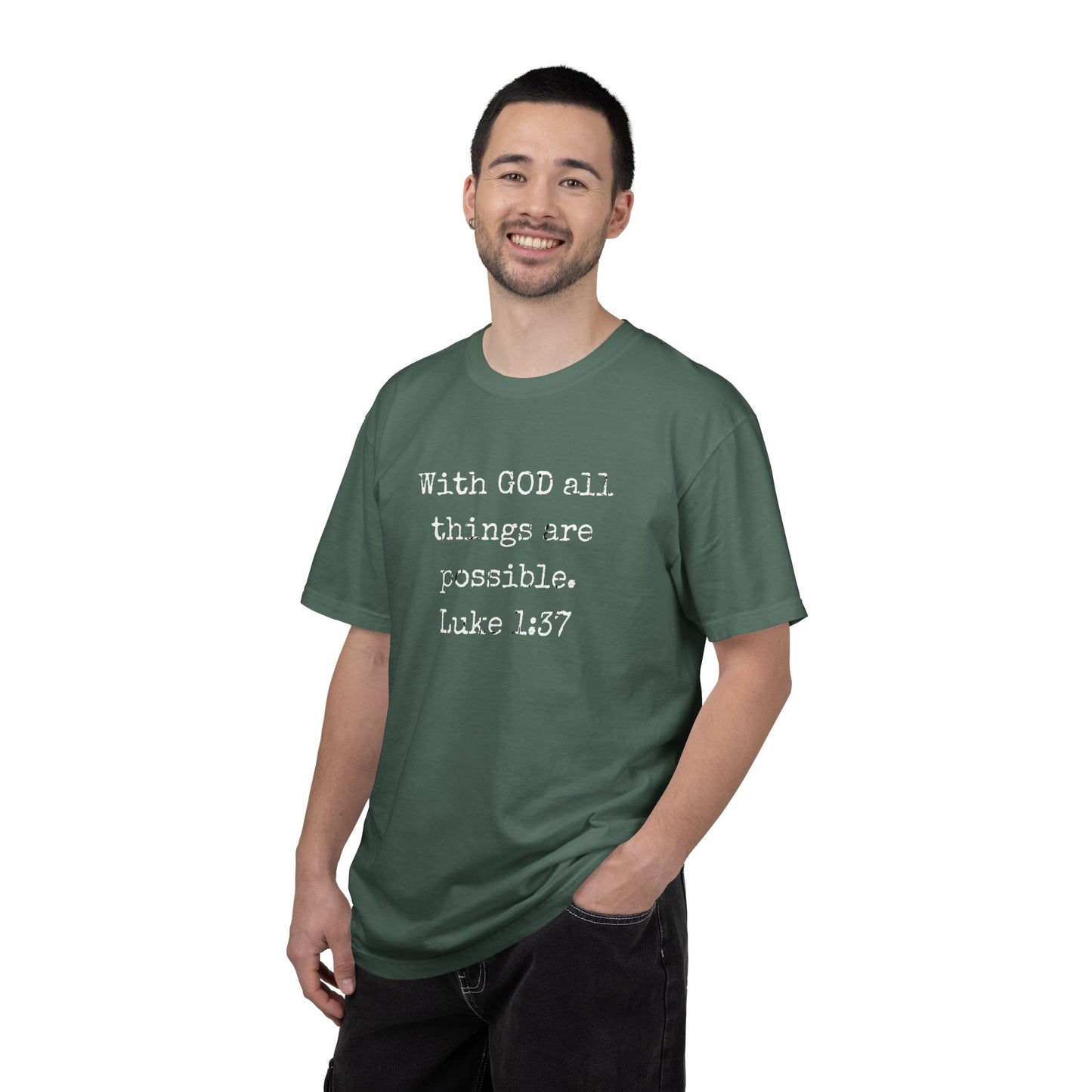 Luke 1:37 Bible Verse T-Shirt — "With GOD all things are possible" Faith Tee