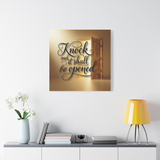 'Knock and It Shall Be Opened' Canvas Wall Art — Christian Scripture Decor, New Home Gift