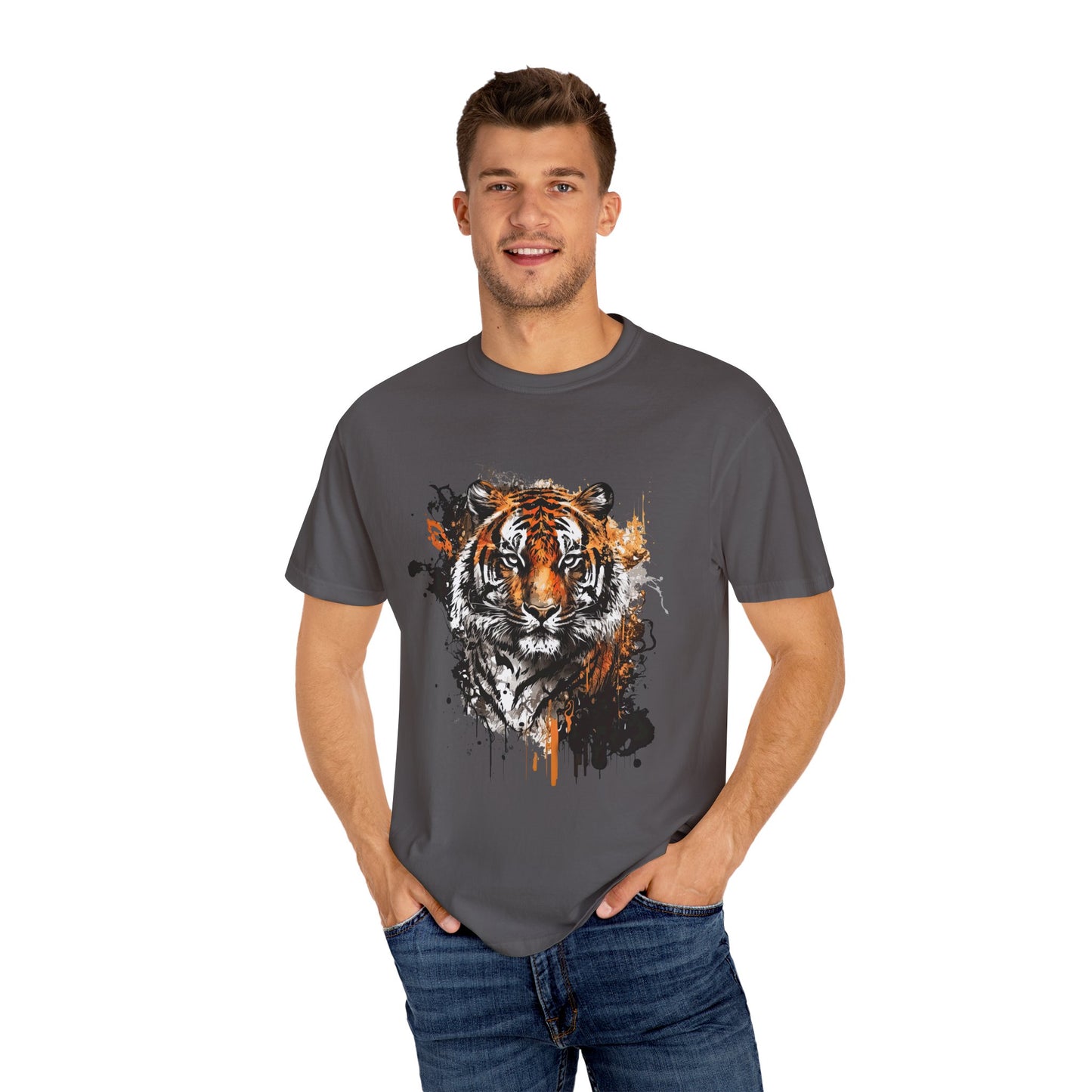 An abstract depiction of a tiger with vibrant colours Unisex T-Shirt