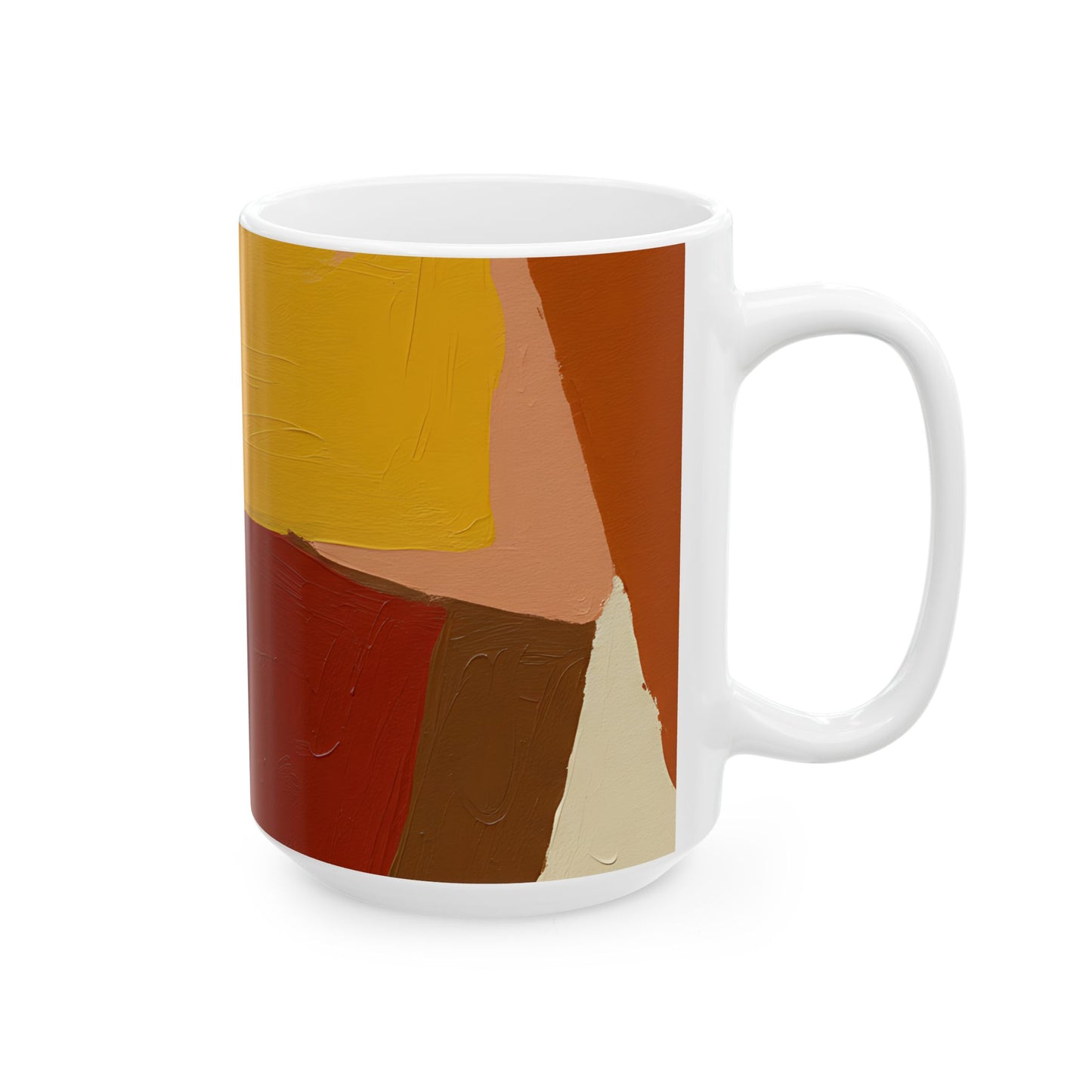 Abstract Earth Tones Mug — Modern Boho Ceramic Coffee Cup (11oz, 15oz)