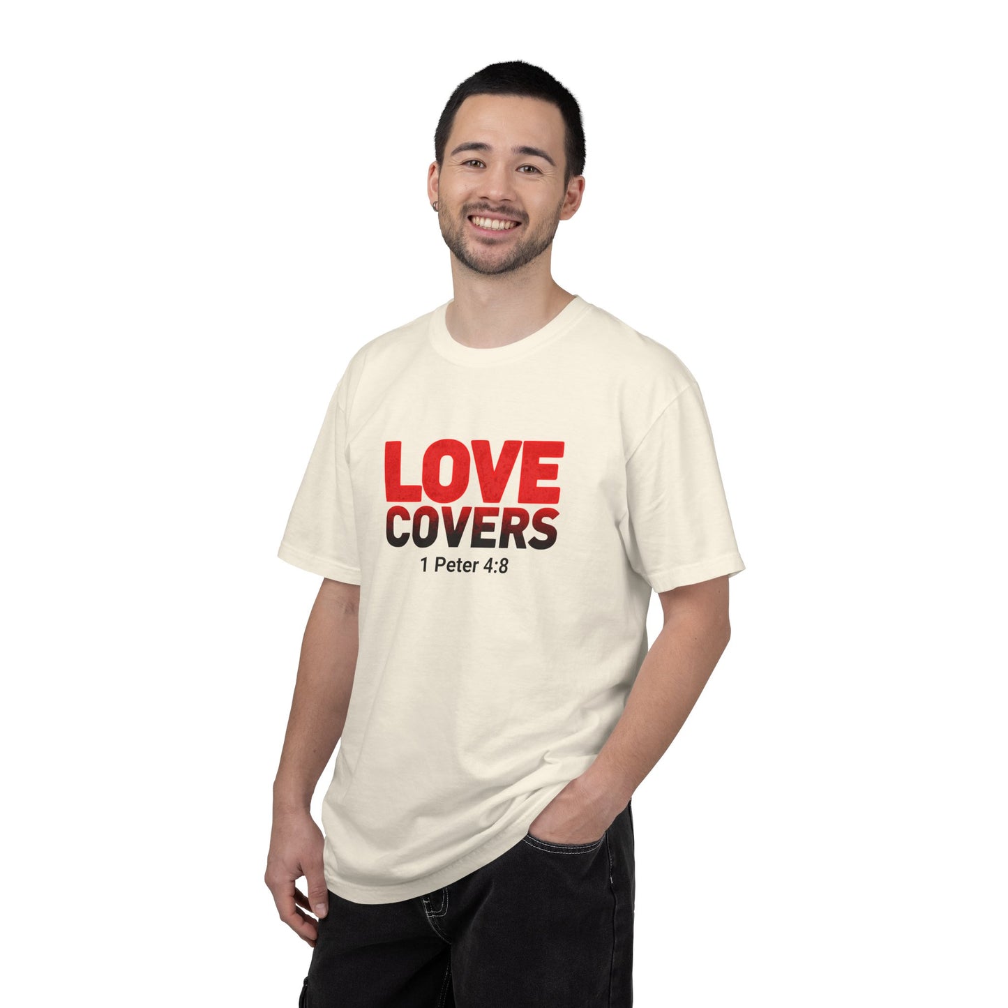 Love Covers T-Shirt — 1 Peter 4:8 Faith Tee