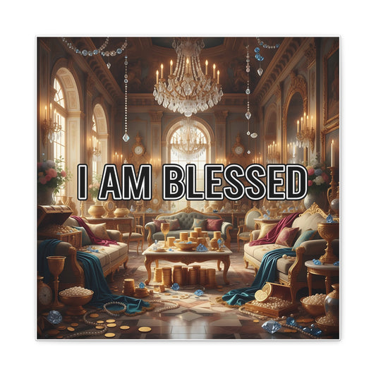 Blessed Canvas Art - I Am Blessed Inspirational Spiritual Stretched Matte Wall Decor
