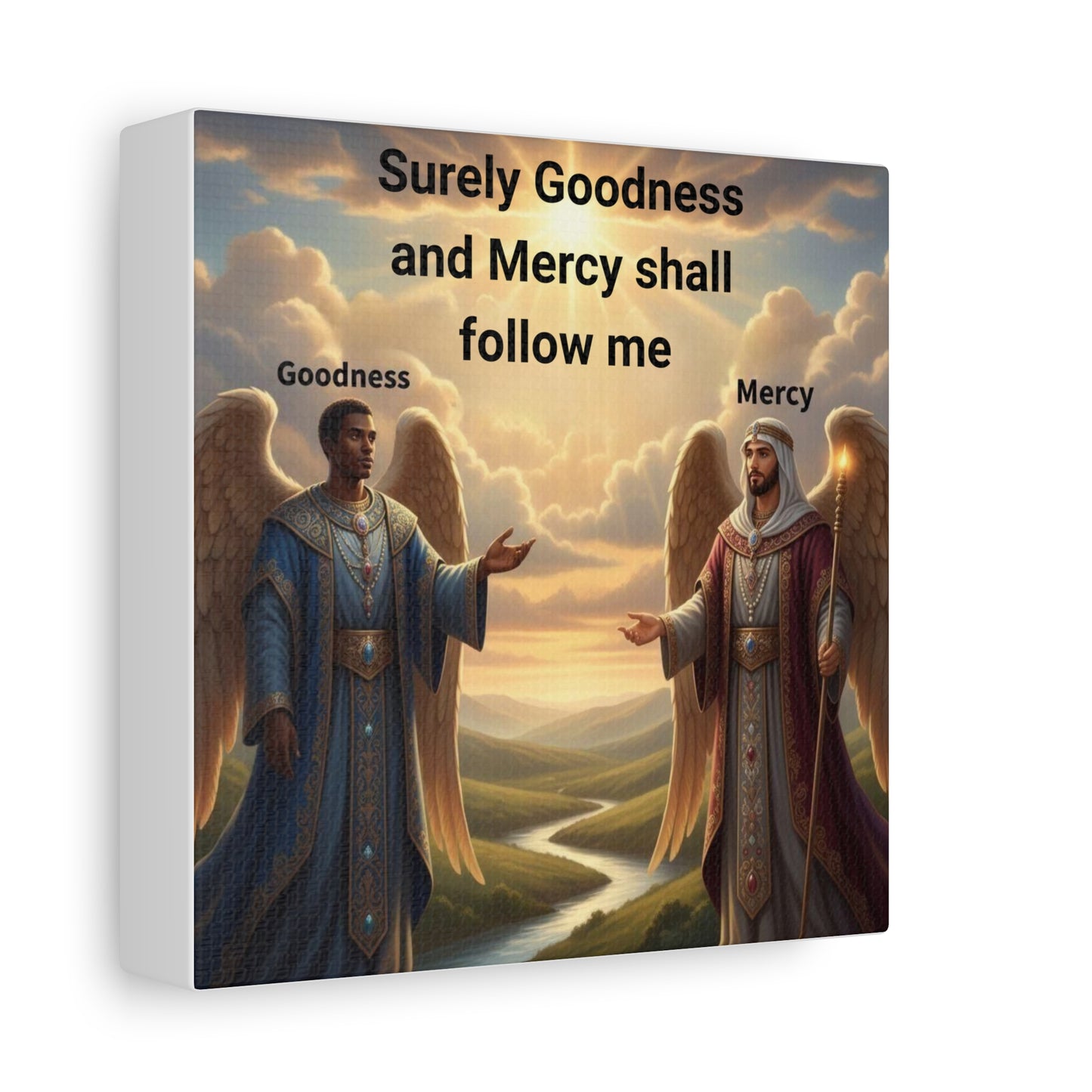 Godly Angels Blessing Canvas Print — Motivational Spiritual Wall Art, Religious Home Decor Gift