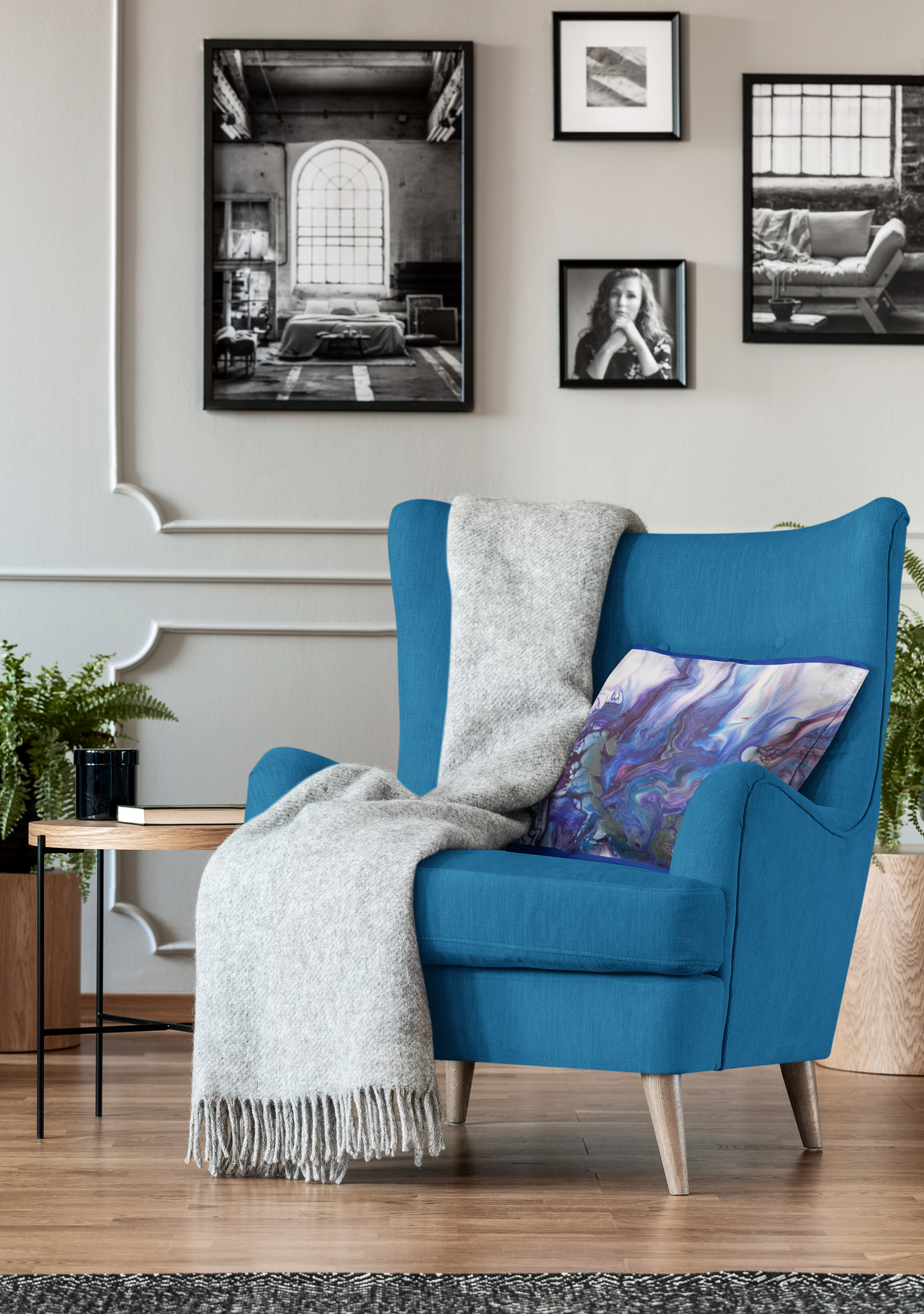 "Patience - from the fruit of the Spirit series" acrylic pouring painting design plush pillow  - Stylish Home Accent