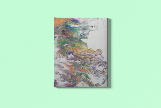Acrylic pour painting with vibrant colors - canvas custom artwork - 8 by 10 inches