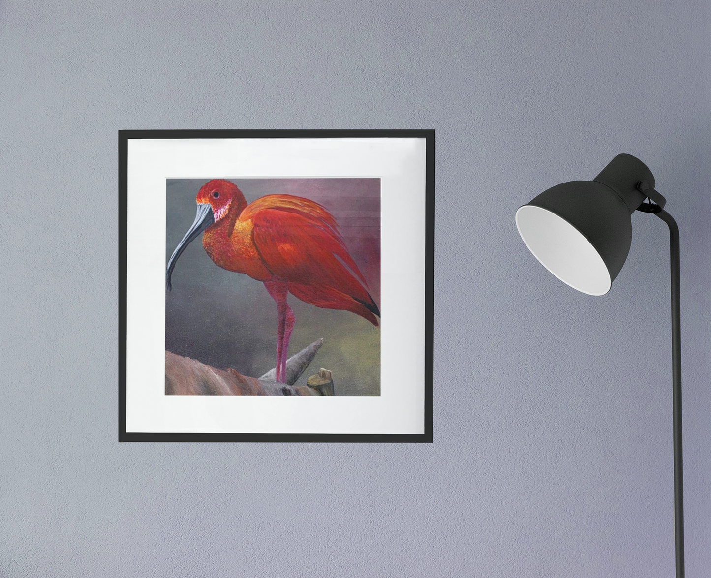 An acrylic painting - The Scarlet Ibis - Matte Canvas Art - Stretched 12"x12" Wall Decor