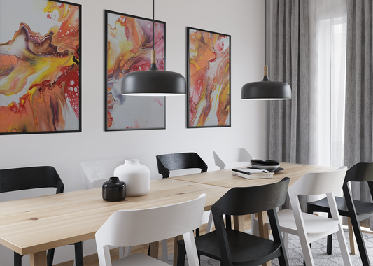 Abstract Acrylic pour painting - Art Canvas Print - TRIPTYCH - Colorful Fluid Design