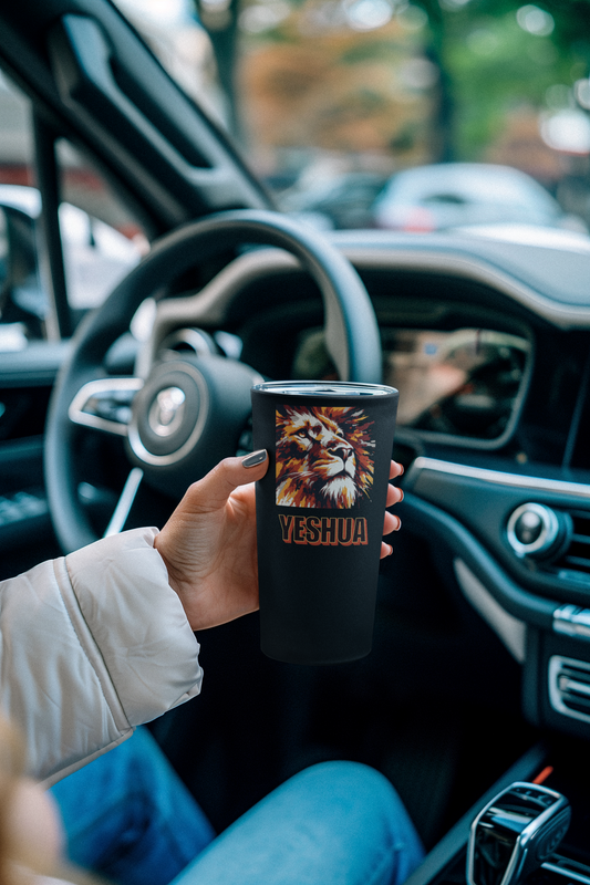 YESHUA 40oz Insulated Travel Mug - Inspirational Lion Design, Perfect for Hot & Cold Beverages