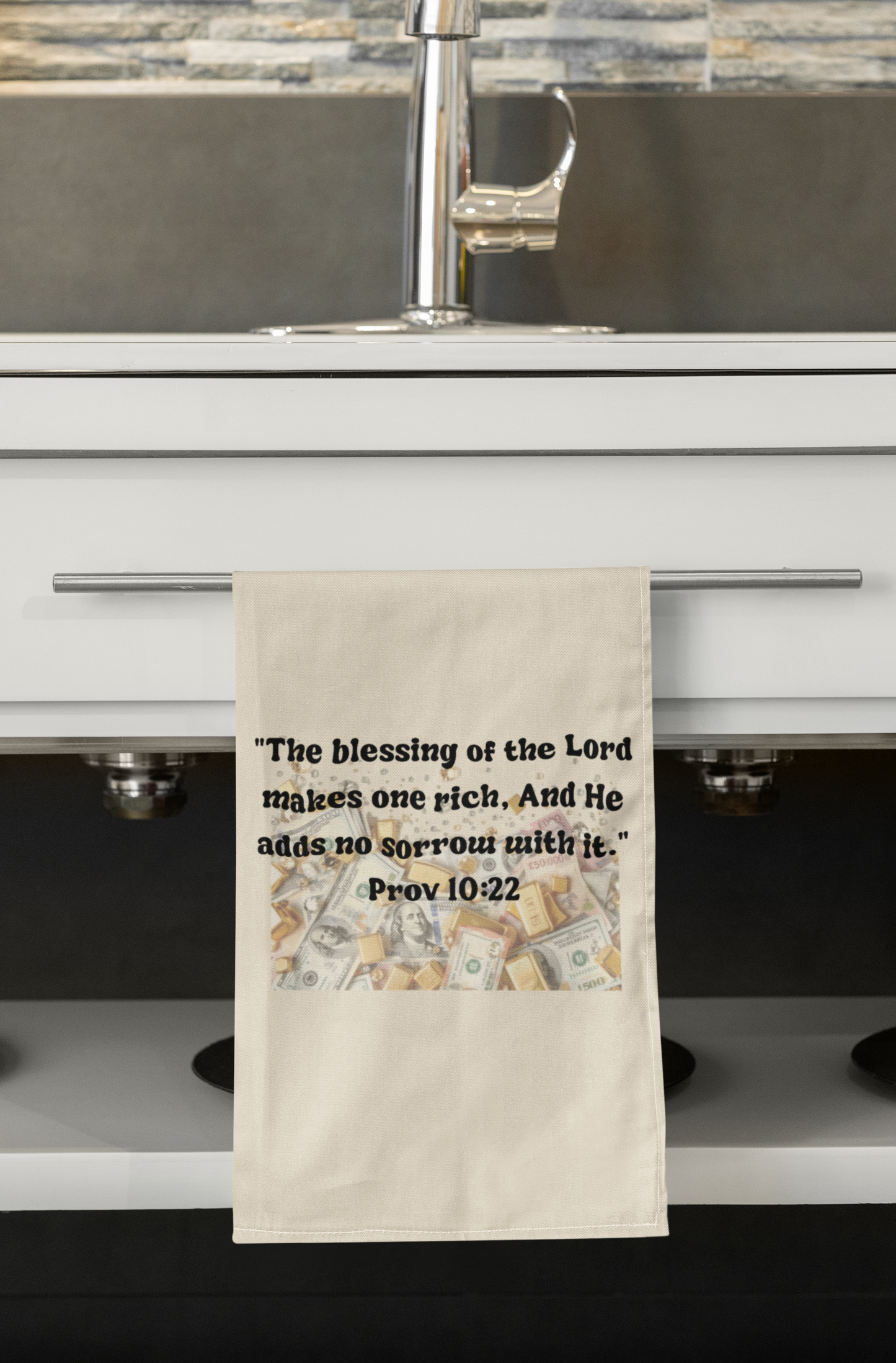 Inspirational Cotton Tea Towel - Blessing of the Lord Design