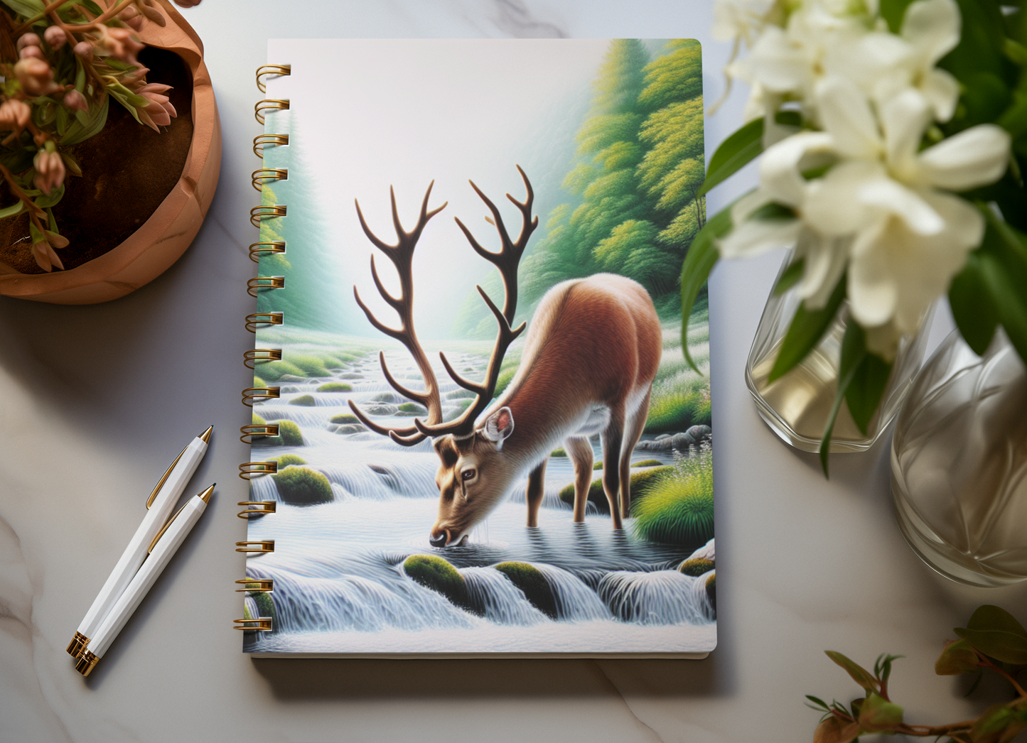 Nature-Inspired Spiral Notebook - Wildlife Scene with Deer