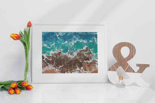 Abstract Ocean Waves Canvas Art - Stretched Matte Print