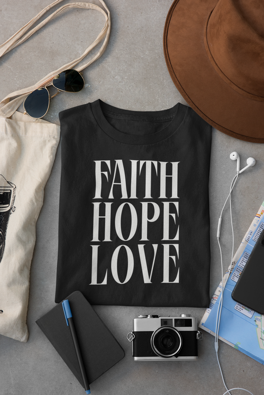 Faith Hope Love Unisex Softstyle T-Shirt | Inspirational Graphic Tee