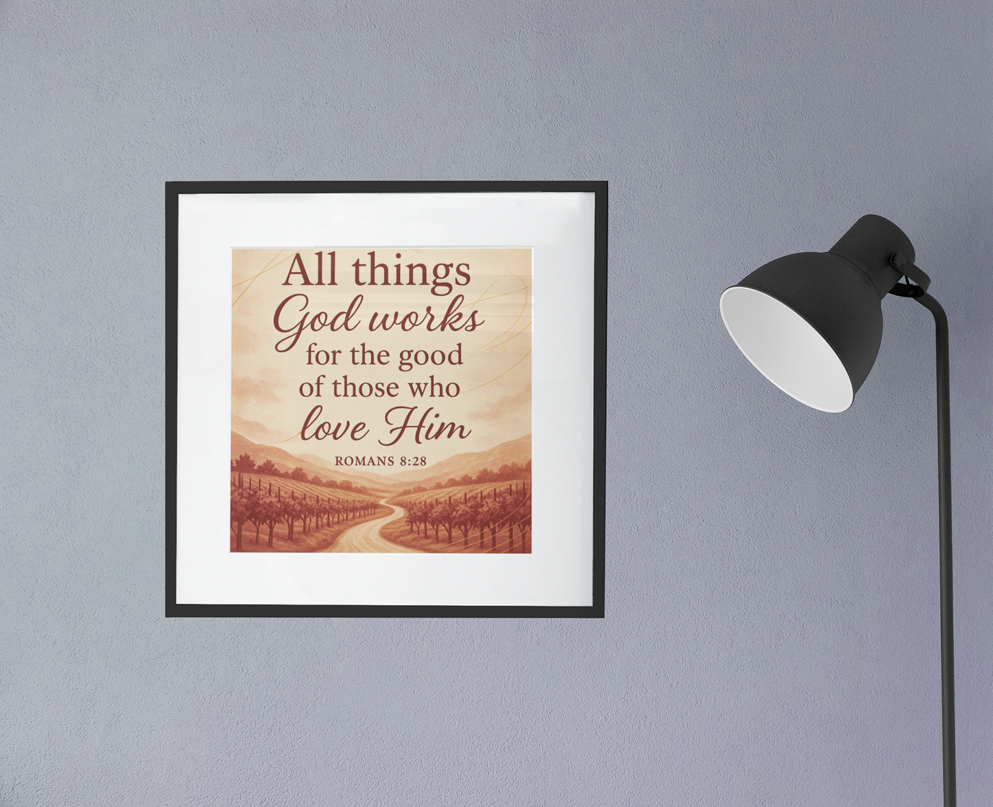 Inspirational Canvas Art Print, Home Decor, Christian Gifts, Motivational Wall Art, Romans 8:28, Religious Decor