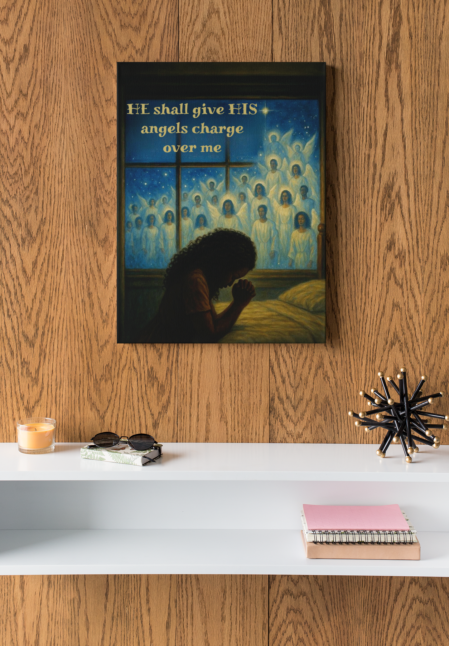 Angel Prayer Artwork Canvas Print — Religious Home Decor, Spiritual Christian Art Print