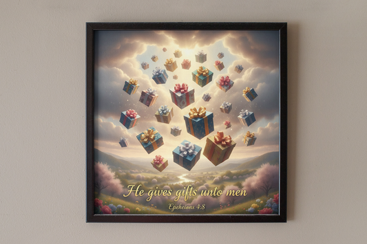 Ephesians 4:8 Canvas Print — "He Ascended" Christian Inspirational Wall Art, Religious Faith Gift