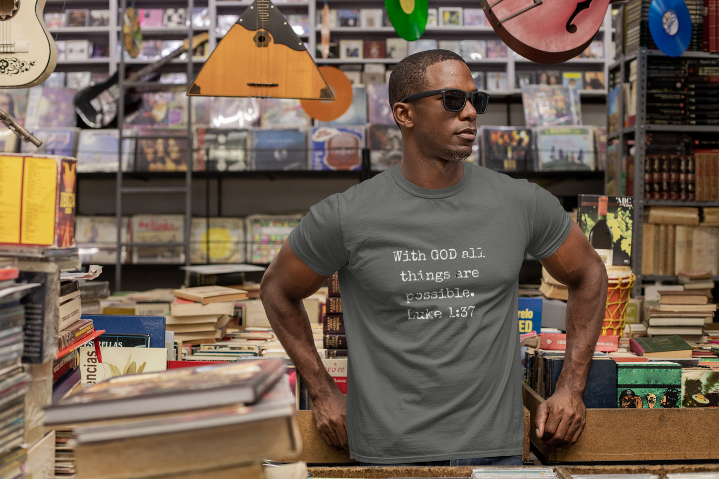 Luke 1:37 Bible Verse T-Shirt — "With GOD all things are possible" Faith Tee