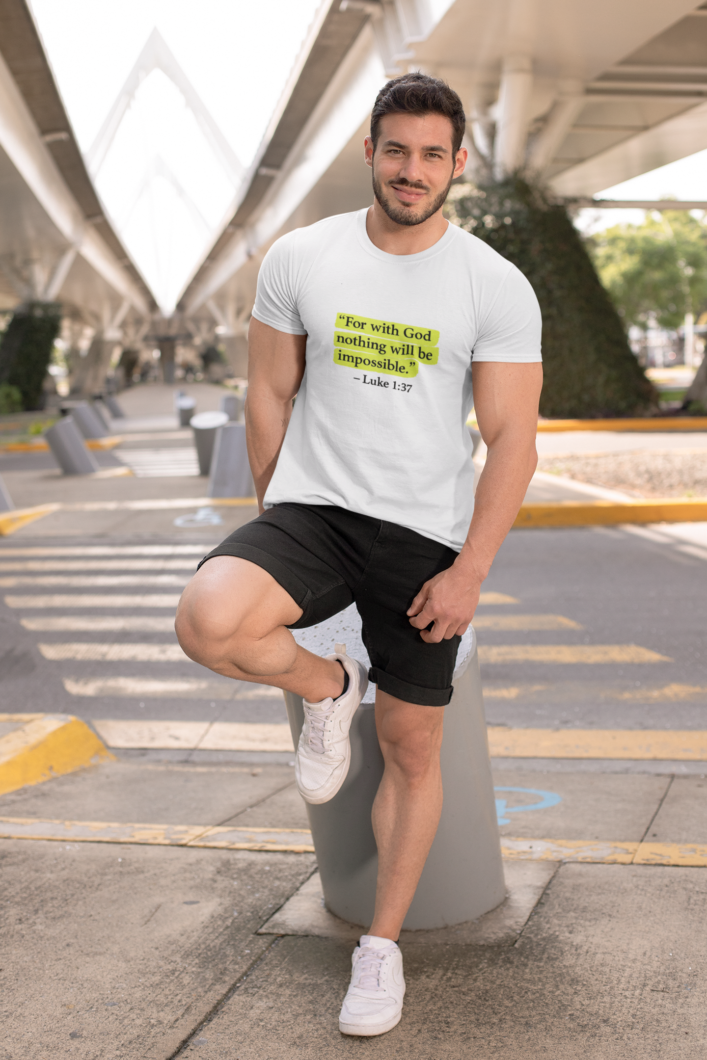 Luke 1:37 Bible Verse T-Shirt — "With GOD all things are possible"  Faith Tee