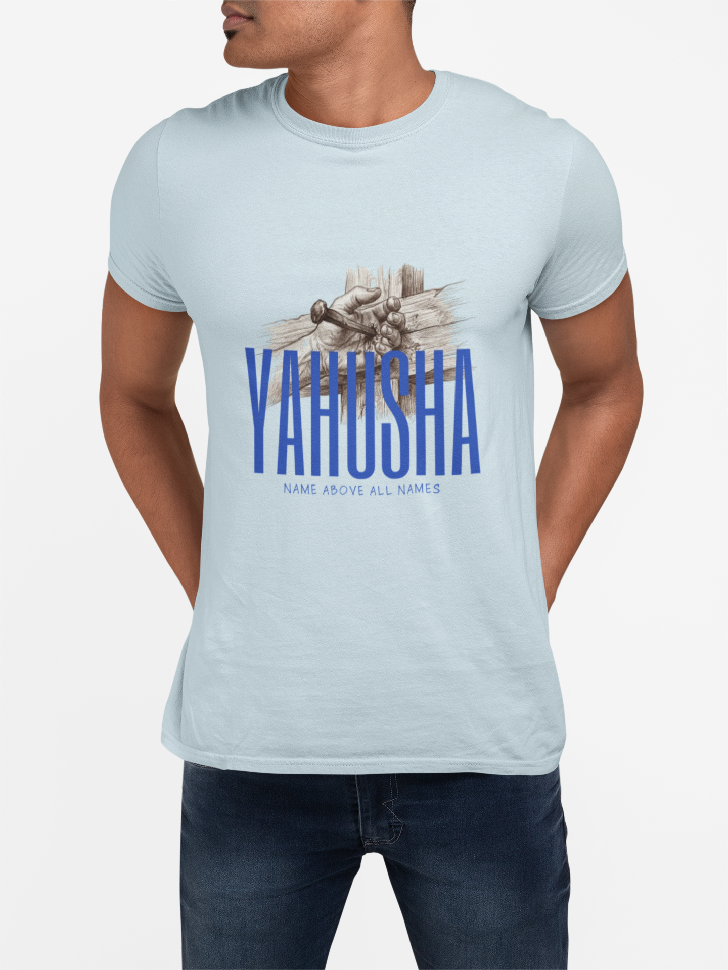 Yahusha Faith T-Shirt — Vintage Prayer Hands Graphic