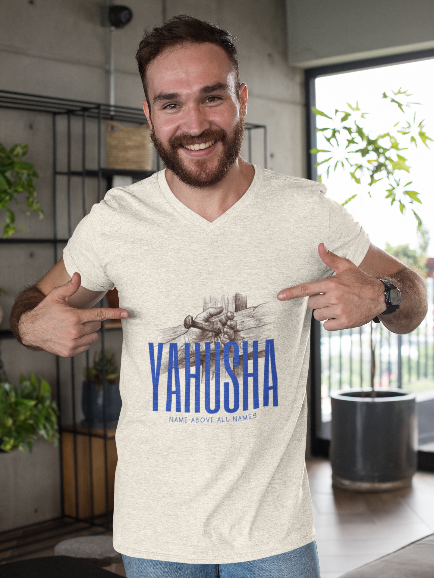 Yahusha Faith T-Shirt — Vintage Prayer Hands Graphic