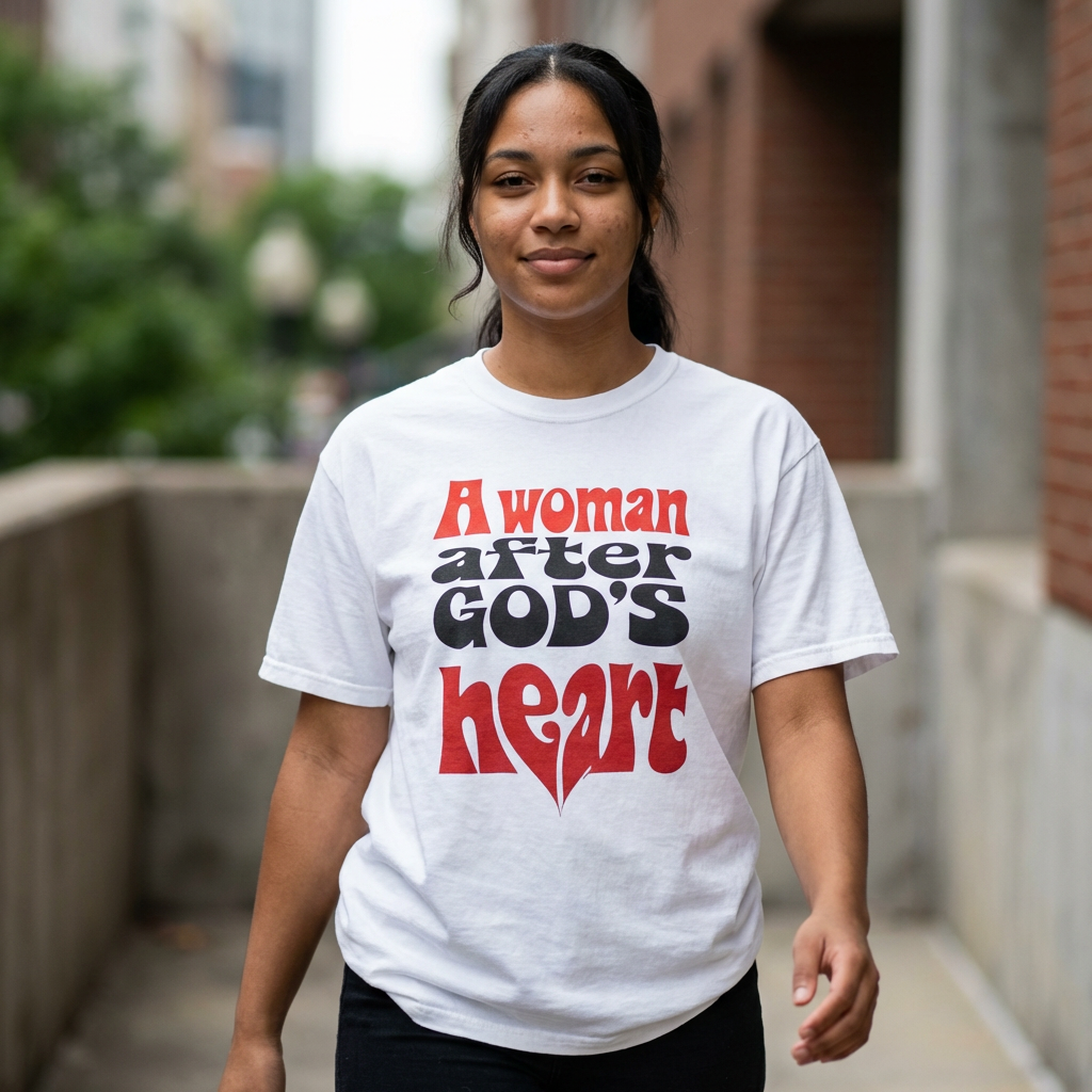 T-Shirt — "A Woman After God's Heart" Faith Graphic Tee